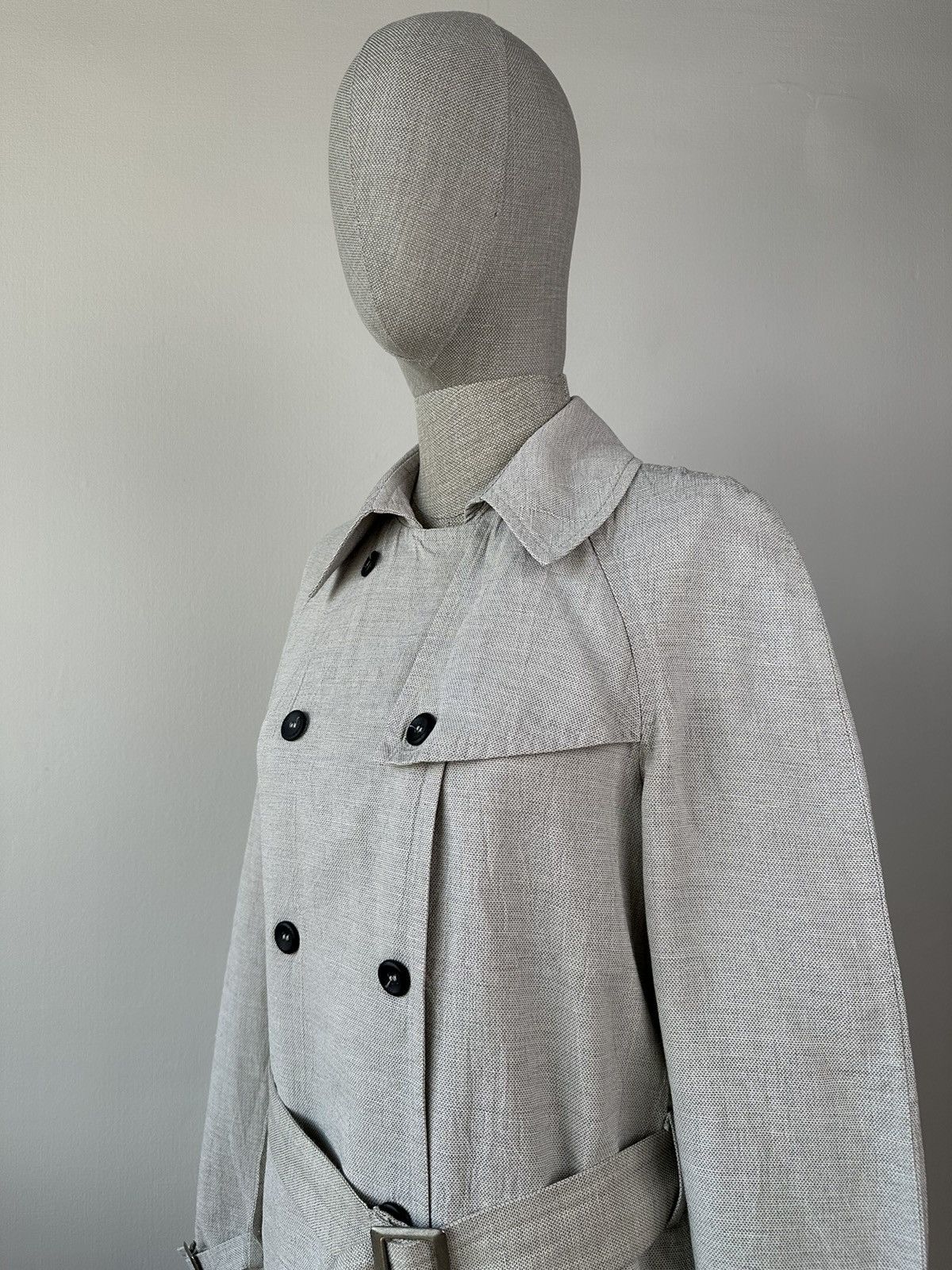 hannes roether HANNES ROETHER Linen Double-Breasted Trench Coat Avant Garde Size M / US 6-8 / IT 42-44 - 12 Thumbnail