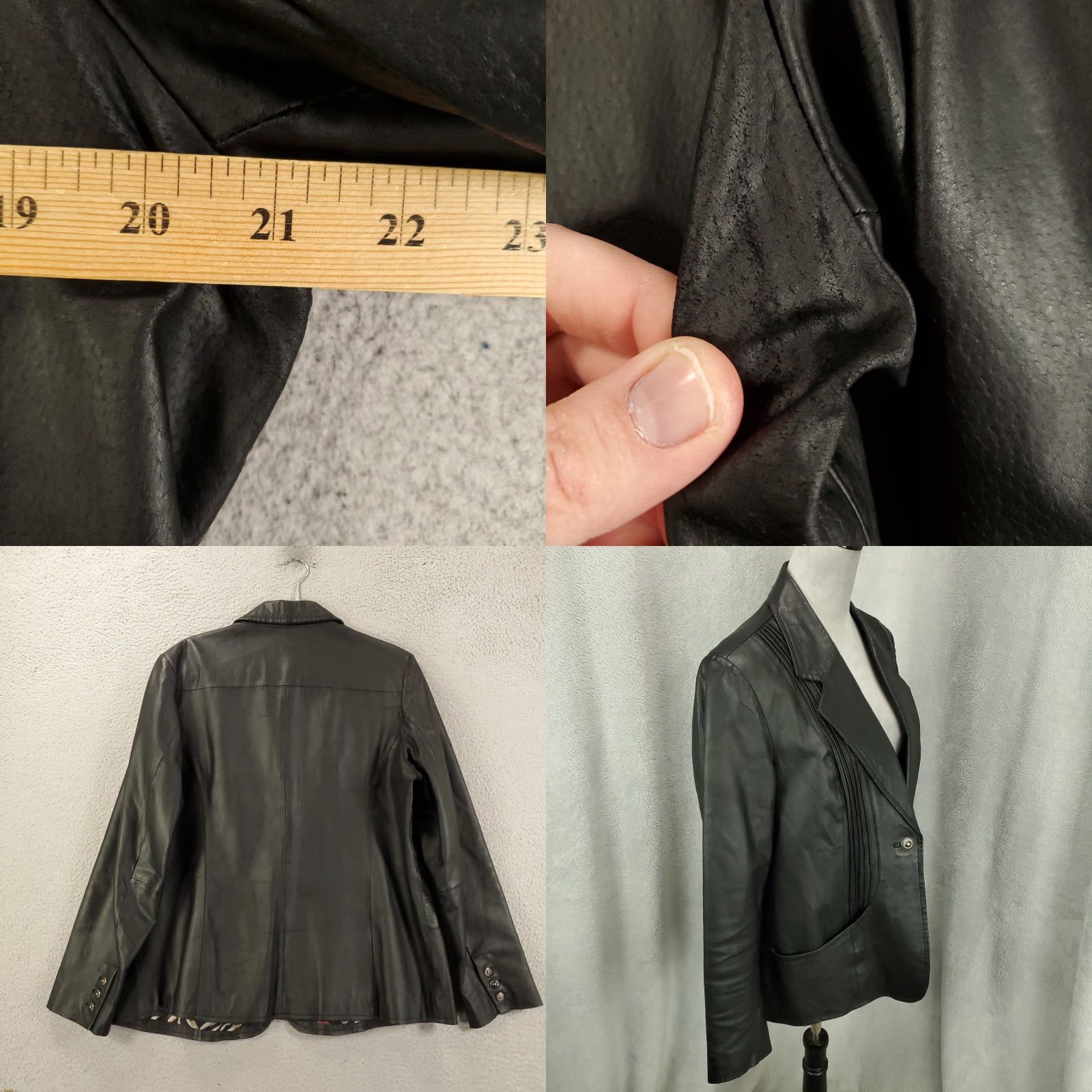 Denim & Co. Denim & Co. Jacket Womens Large Black Leather Blazer Mid-Length Lined Pockets Zipper Casual Size L / US 10 / IT 46 - 8 Thumbnail