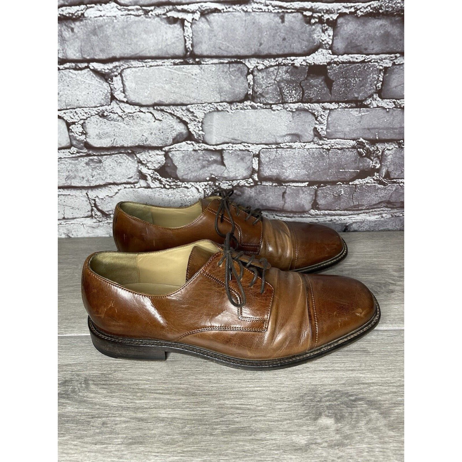 Johnston & Murphy Johnston Murphy J. Murphy Brown Leather Cap Toe Oxford Dress Size US 10 / EU 43 - 3 Thumbnail