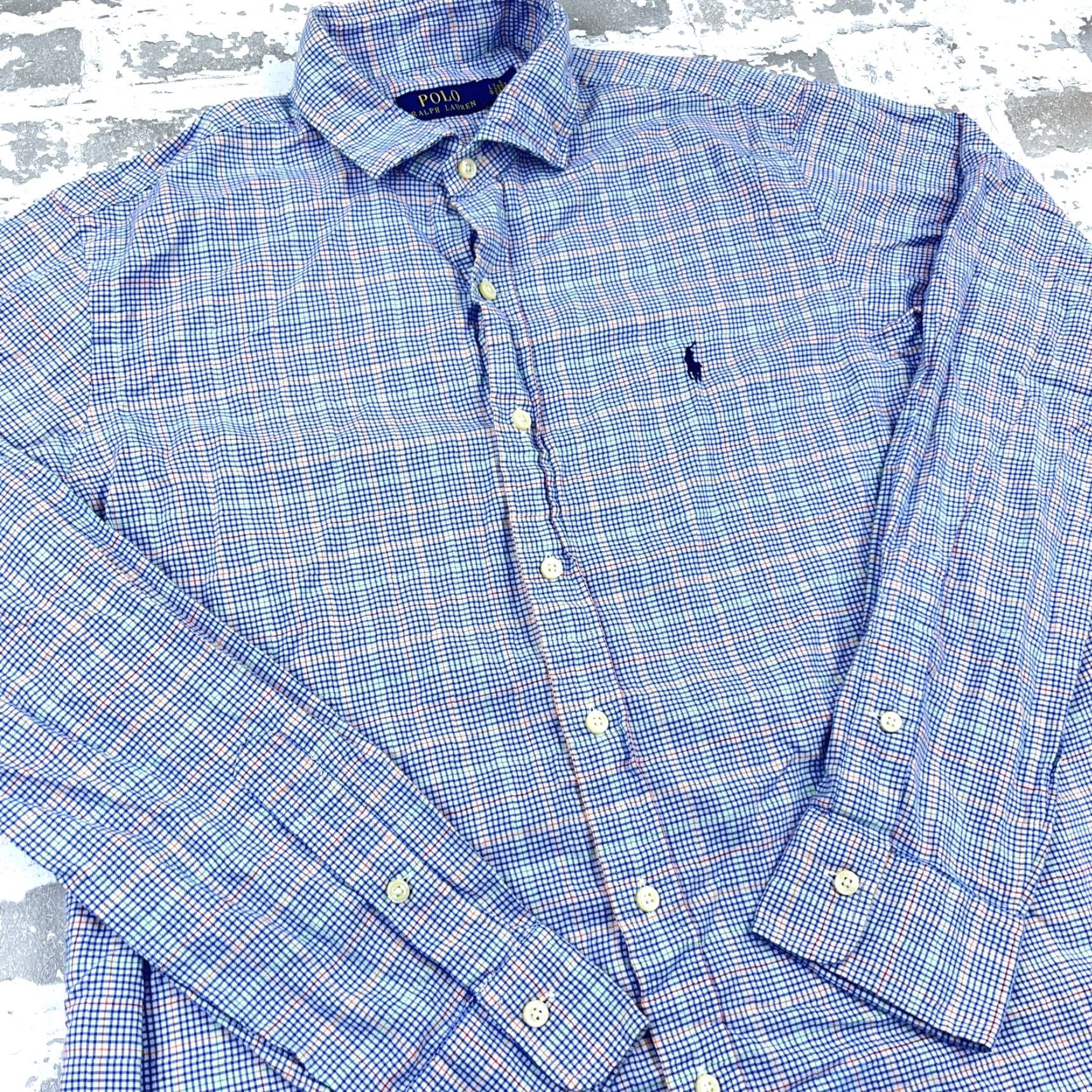 Polo Ralph Lauren Polo Ralph Lauren Shirt Men Large Blue Button Up Dress Glen Plaid Cotton Size 42R - 4 Thumbnail