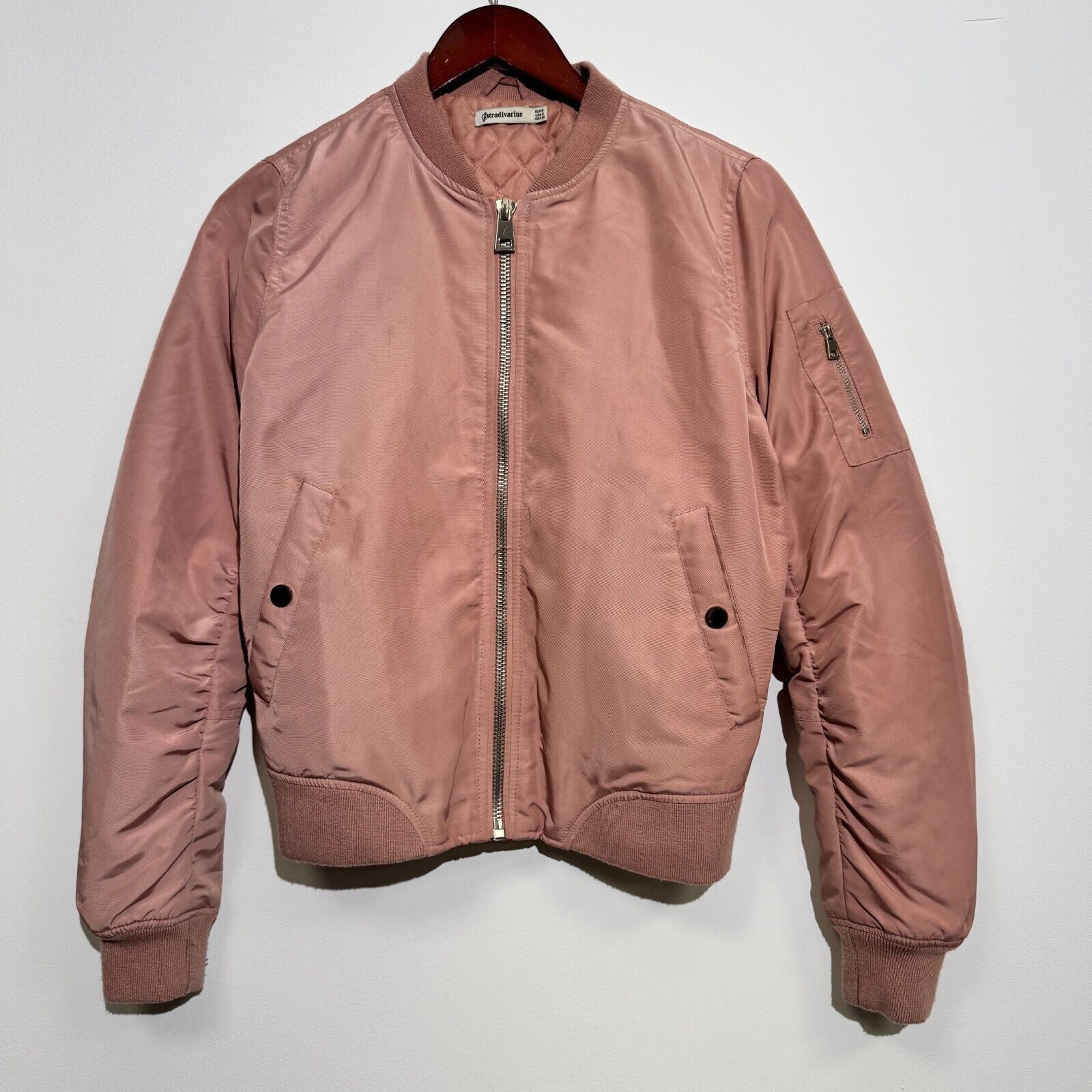 Vintage Vintage Unisex Pink Polyester Bomber Jacket Size S Washed Size US S / EU 44-46 / 1 - 1 Thumbnail