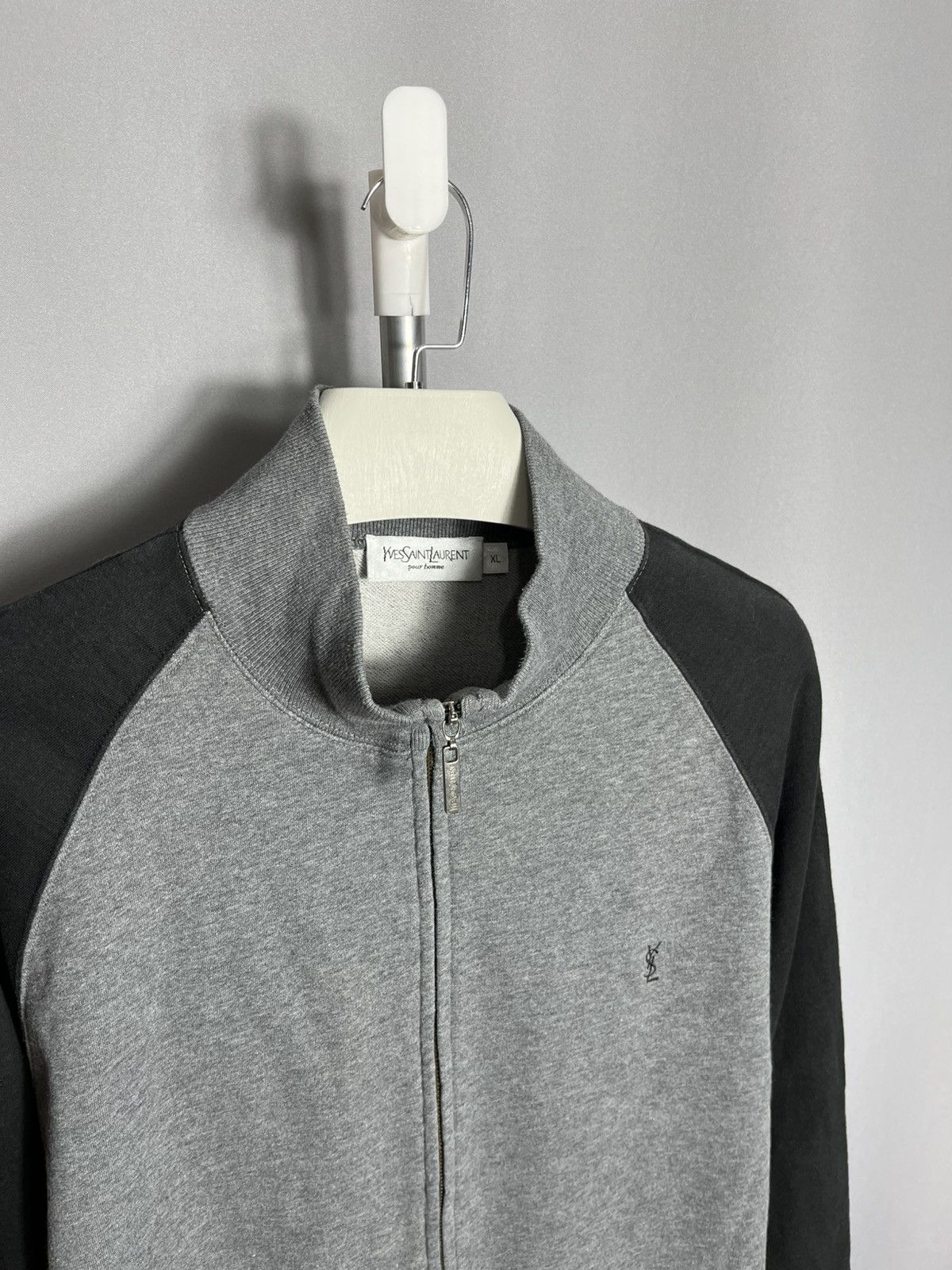YVES SAINT LAURENT ZIP-THROUGH SWEATSHIRT Grey Cotton