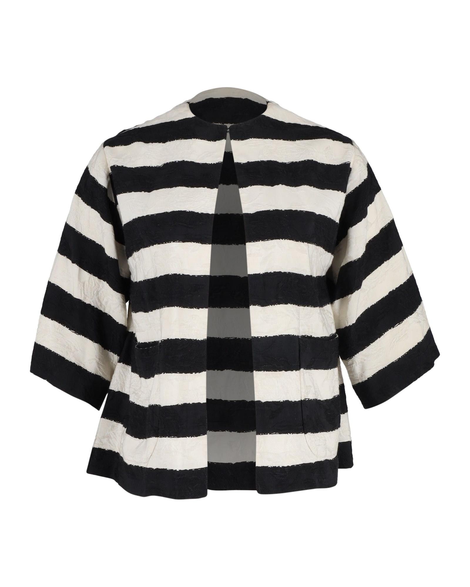 image of Dolce Gabbana Vertical Stripe Cotton Jacket in White, Women's (Size Small)