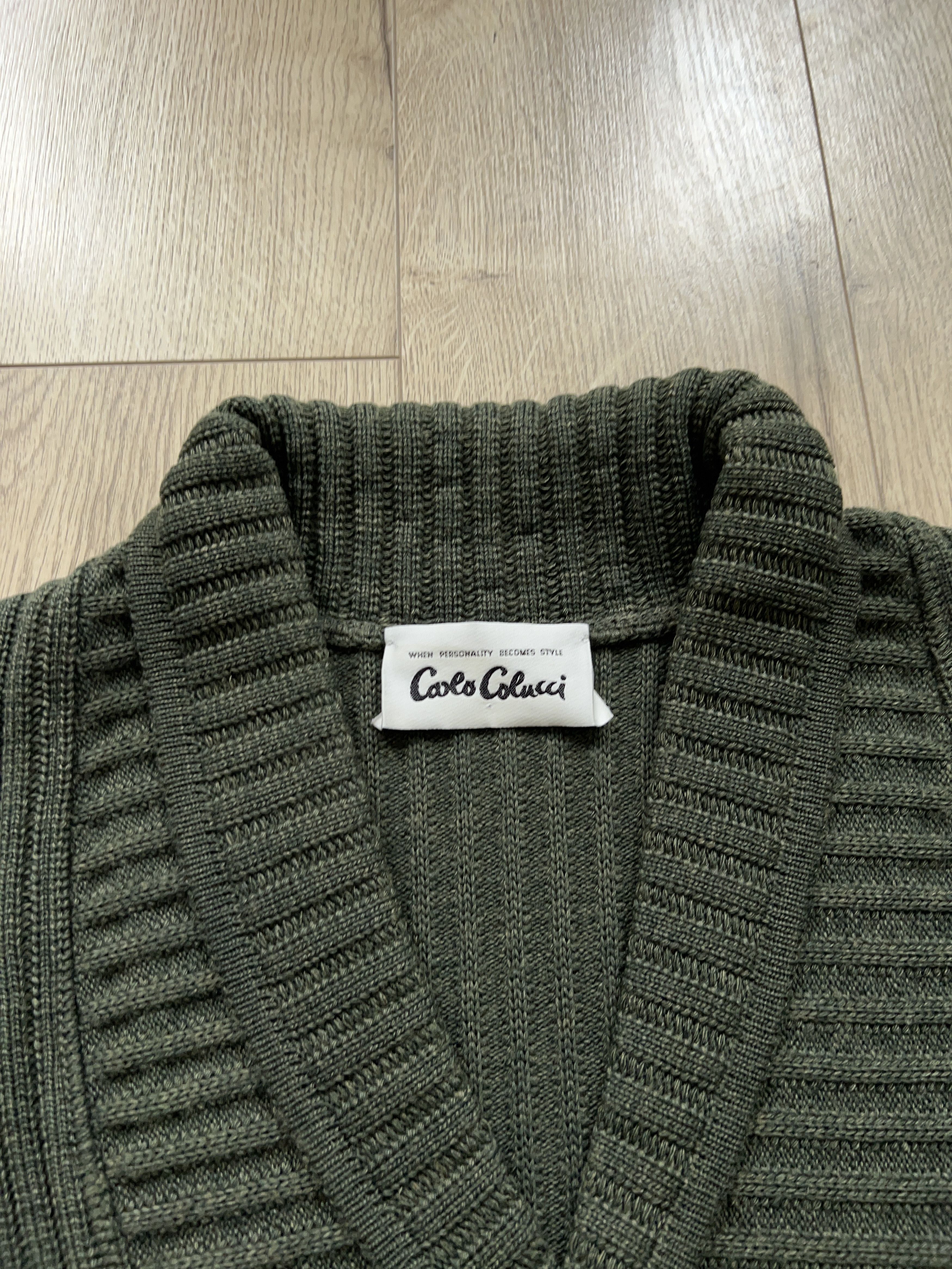 Carlo Colucci × Vintage Mens 1990s Mens Carlo Colucci Sweater Pullover V Neck Green Size US L / EU 52-54 / 3 - 3 Thumbnail