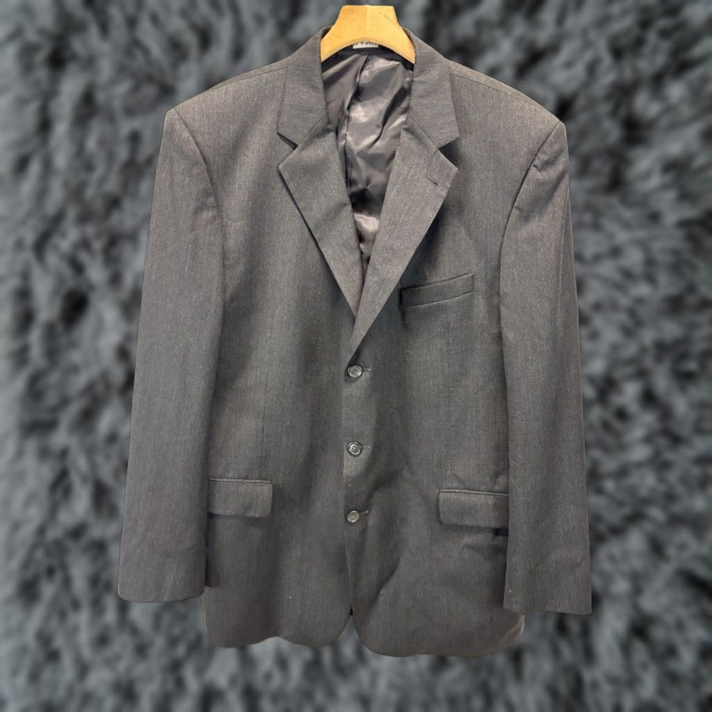 Vintage His A Bank Mens Wool Blazer Coat Charcoal Extra Large 46L 2 Button Size 46L - 1 Thumbnail