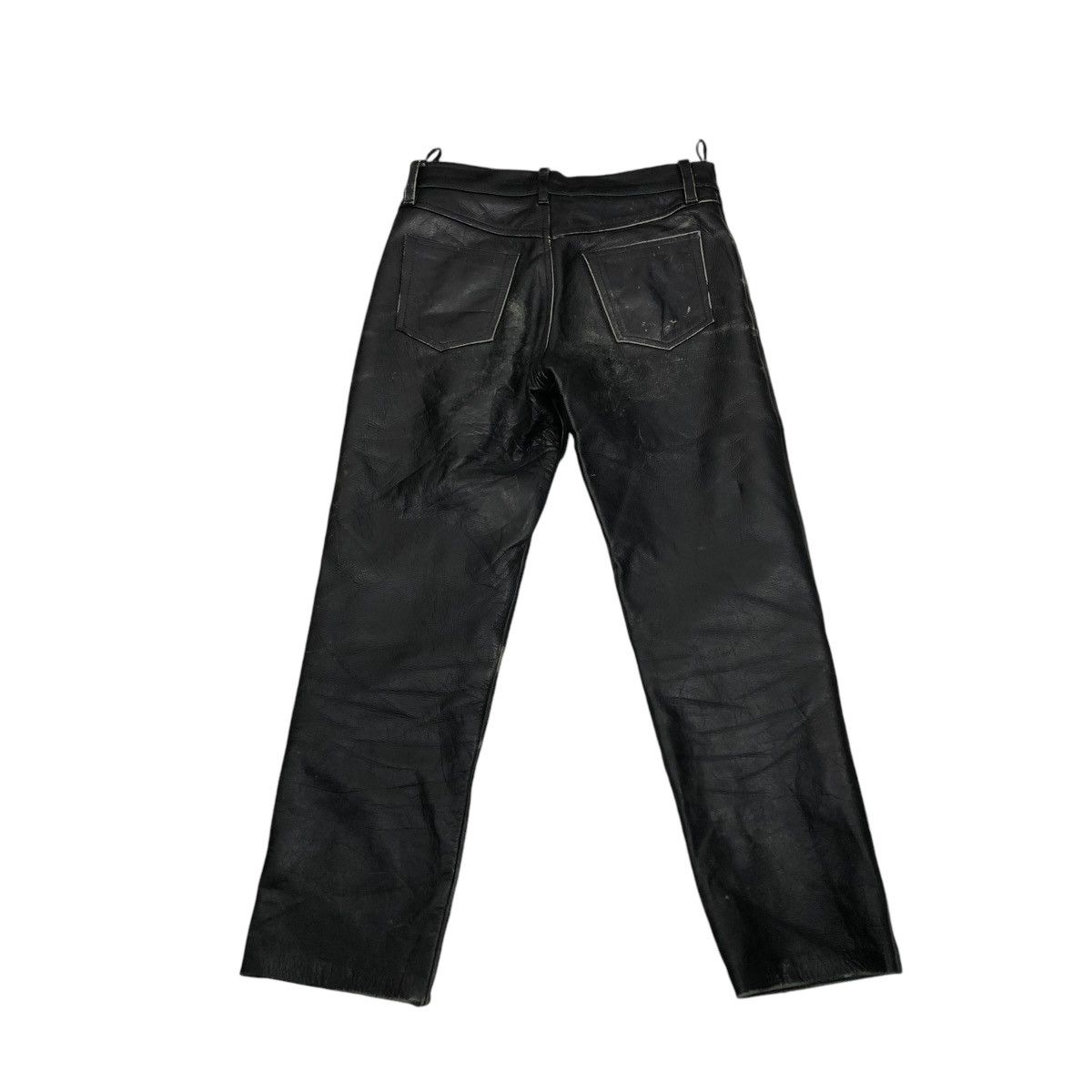 Genuine Leather 🔥VINTAGE BIKER GENUINE LEATHER PANTS FMC ISSEY MIYAKE Size US 33 - 2 Thumbnail