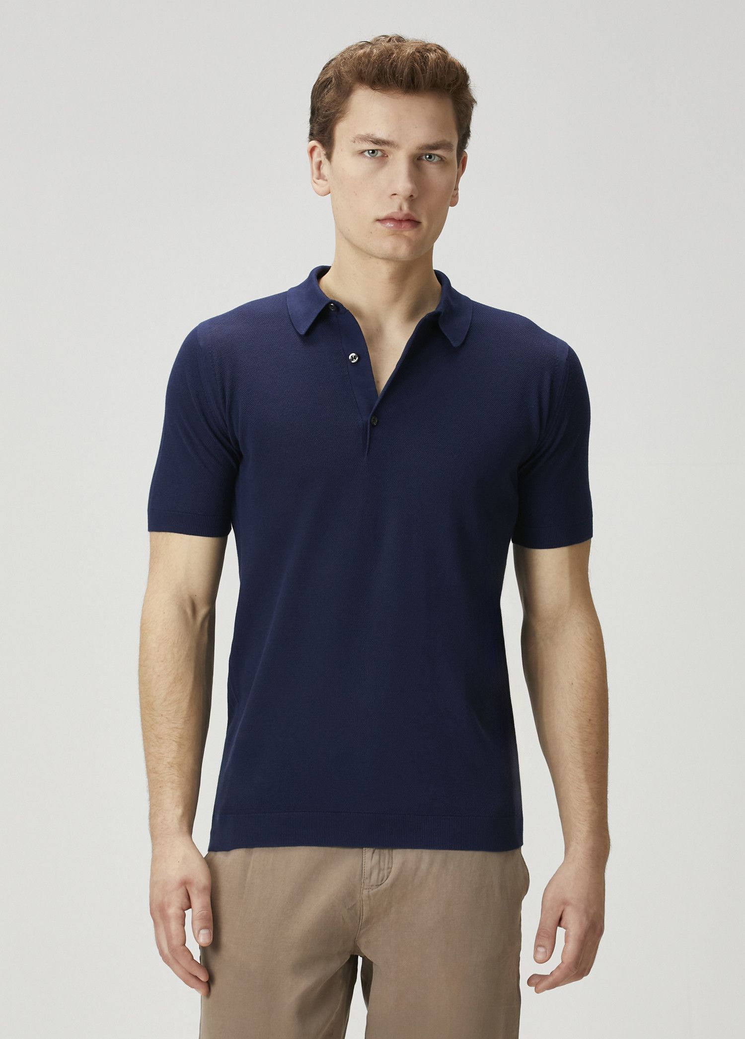 John Smedley JOHN SMEDLEY Roth navy blue knit cotton polo shirt XXL q Size US XXL / EU 58 / 5 - 1 Thumbnail
