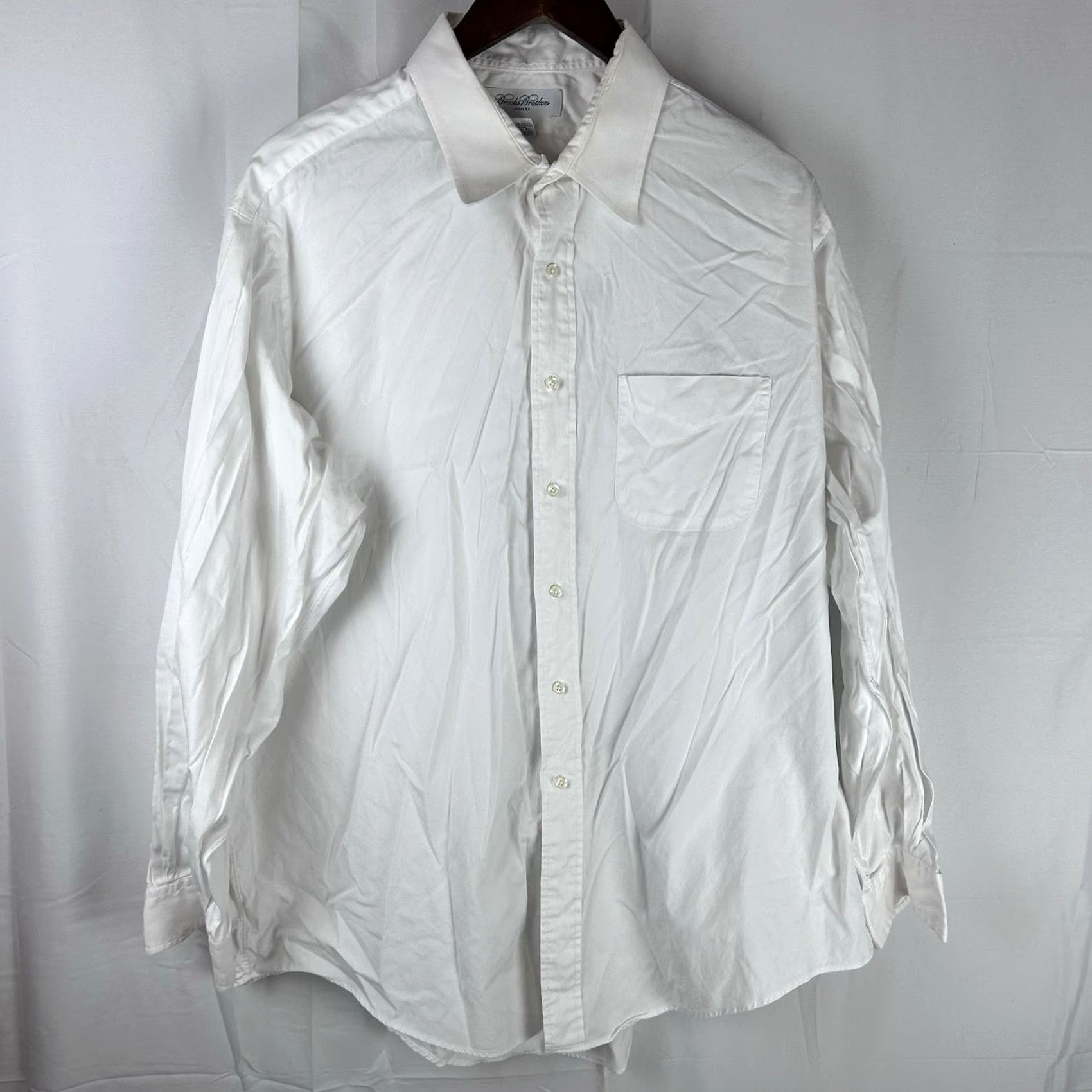 Brooks Brothers VINTAGE Brooks Brothers Makers Shirt Mens 18 34/35 White Long Sleeve Button Up Made USA Dress Shirt Mens 90s Classic USA Button-Down Collar Boys? Size US XXL / EU 58 / 5 - 2 Thumbnail