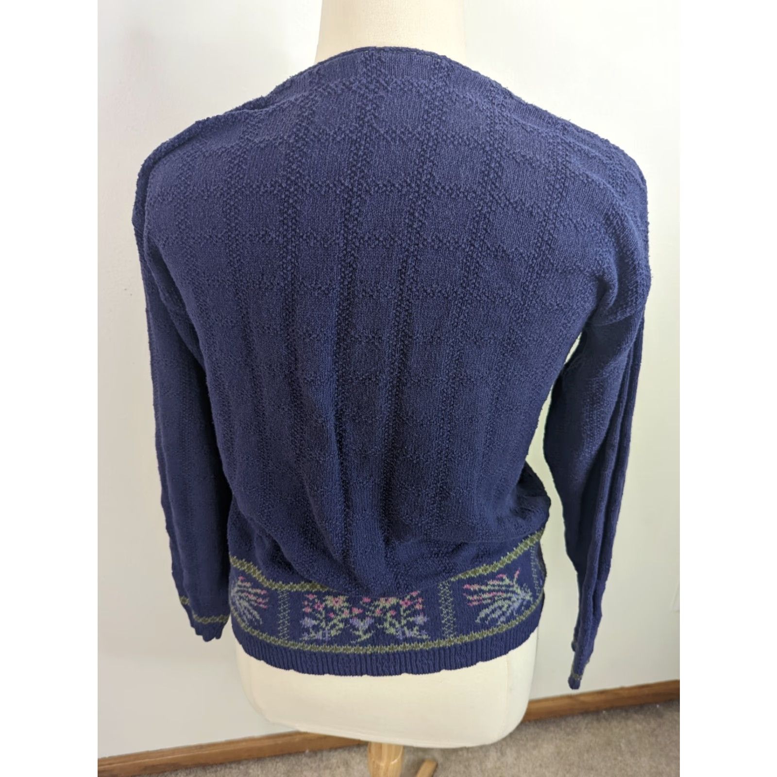 Vintage VINTAGE Cardigan Sweater Floral Embroidered Purple 90s Large Women Size L / US 10 / IT 46 - 3 Thumbnail