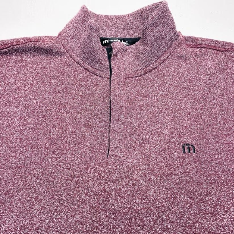 TravisMathew Travis Mathew Long Sleeve Fleece 1/4 Zip Sweater Mens 2XL Maroon Heather Golf Size US XXL / EU 58 / 5 - 5 Thumbnail
