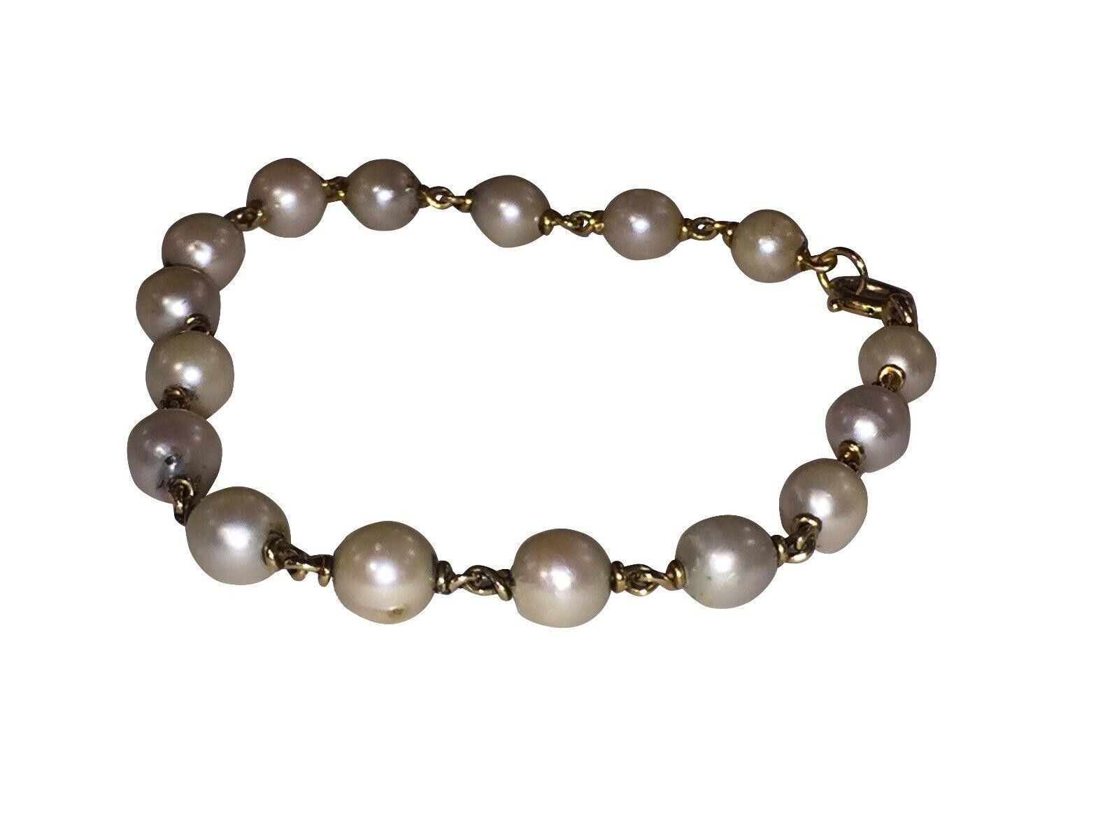 Handmade 14 kt Gold Hand Made Natural Pearl Bead Bracelet Size ONE SIZE - 1 Thumbnail