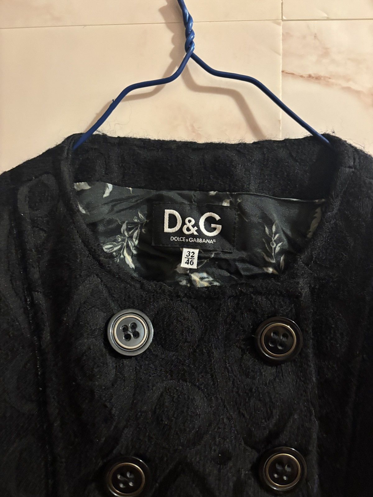 Dolce & Gabbana D&G Jacquard Belted Wool Coat Size L / US 10 / IT 46 - 3 Thumbnail