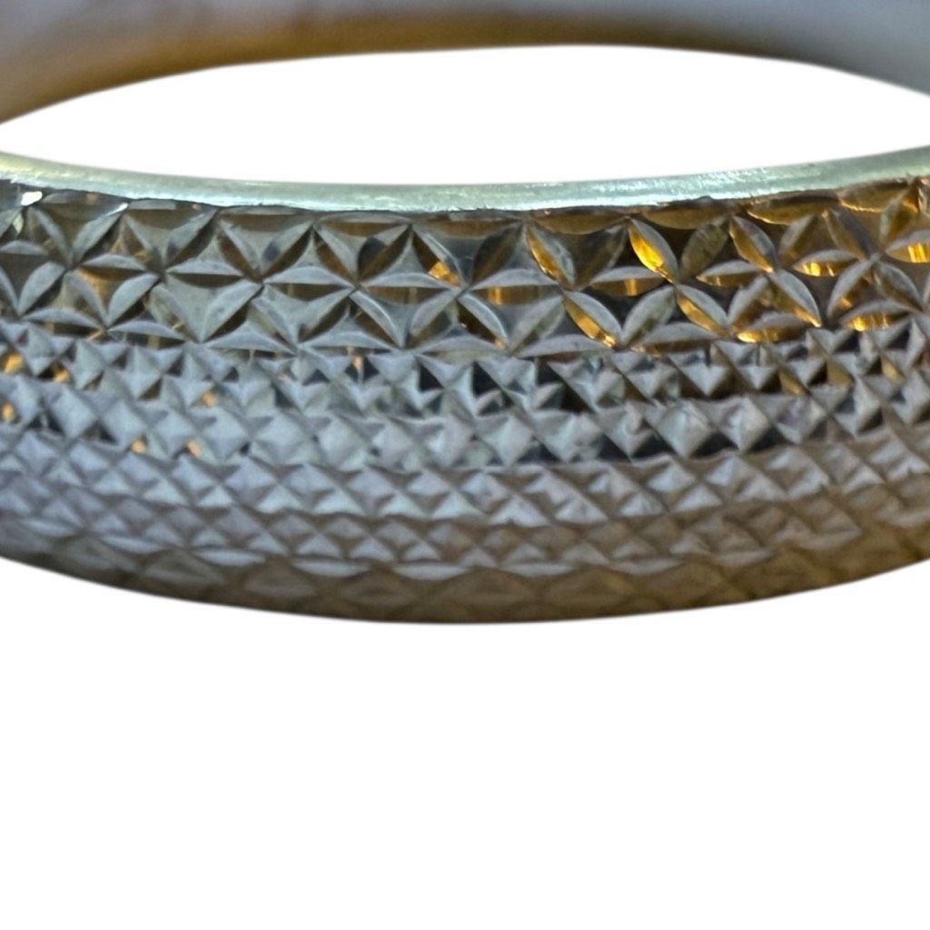 Sterling Silver STERLING SILVER Solid Diamond Cut Etched Sterling Silver Bangle Bracelet Sterling Silver Jewelry Large 2.75” Opening Size ONE SIZE - 6 Thumbnail