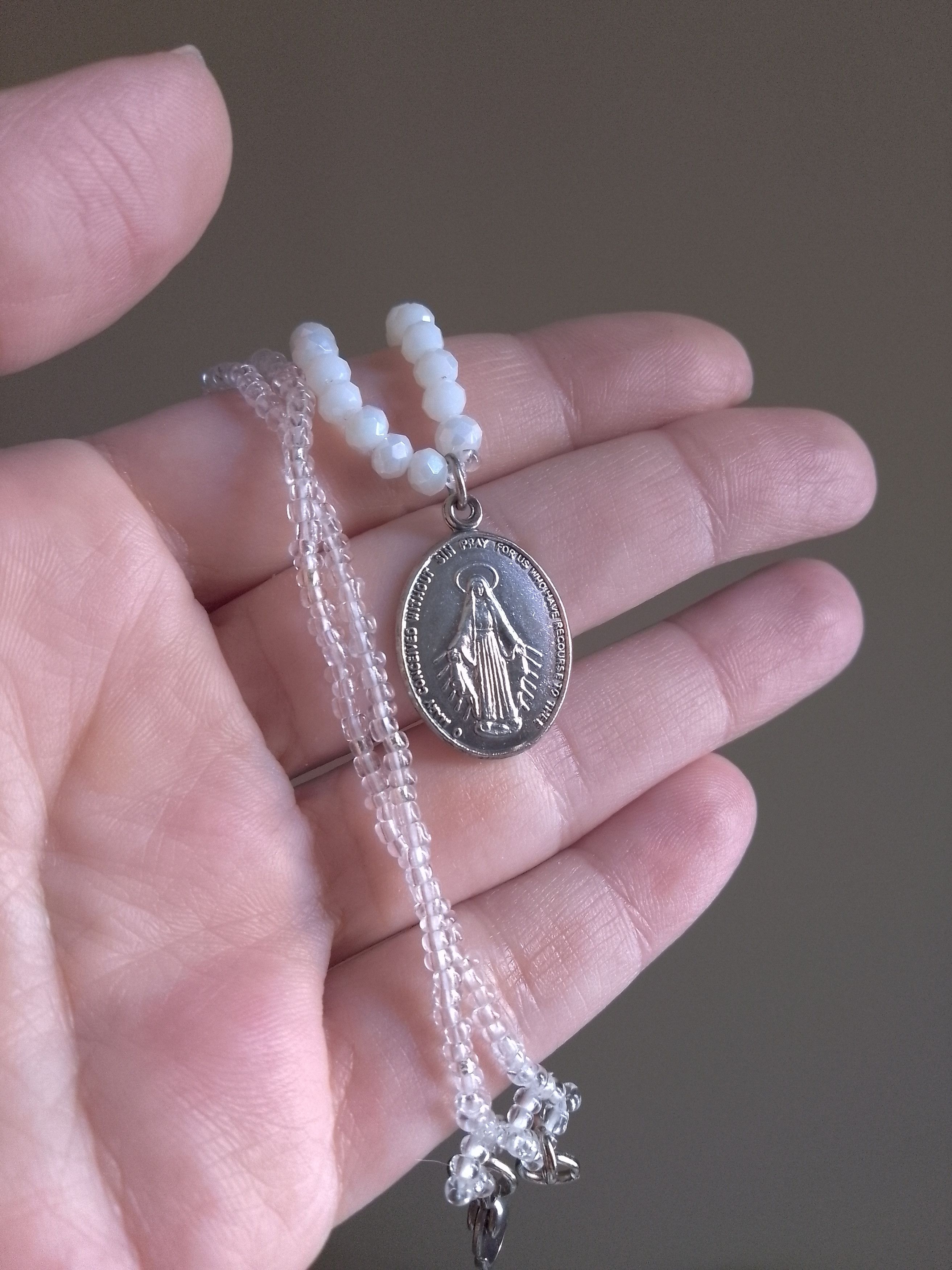 Handmade Pendant Silver 925 Virgin Mary with crystal necklace Size ONE SIZE - 5 Thumbnail