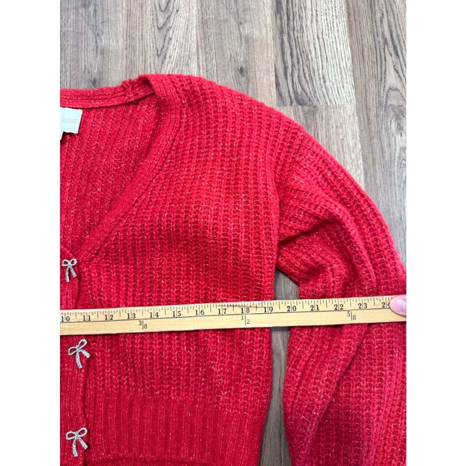 Vintage Pink Rose Sweater Cardigan Women's Medium Red Button Up Long Sleeve Size M / US 6-8 / IT 42-44 - 7 Thumbnail