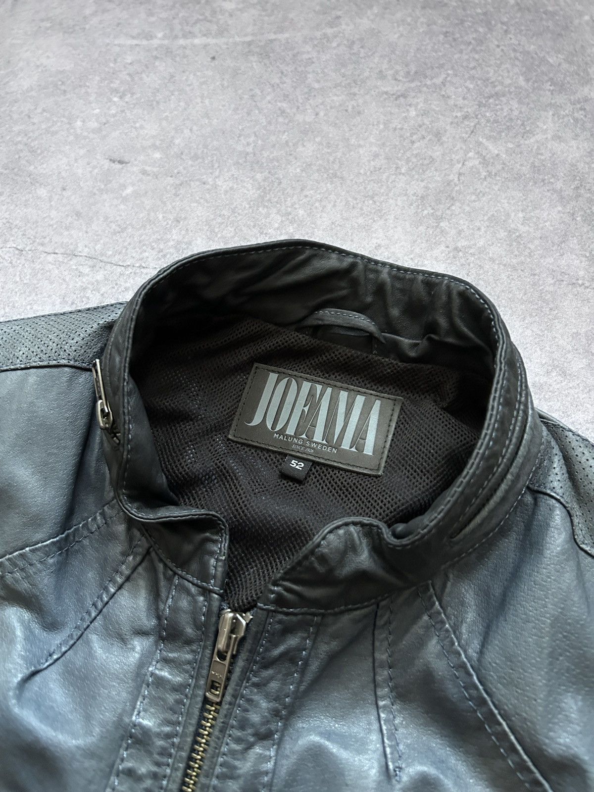 Genuine Leather Jofama by “Malung Sweden washed”blue leather jacket mens Size US L / EU 52-54 / 3 - 5 Thumbnail