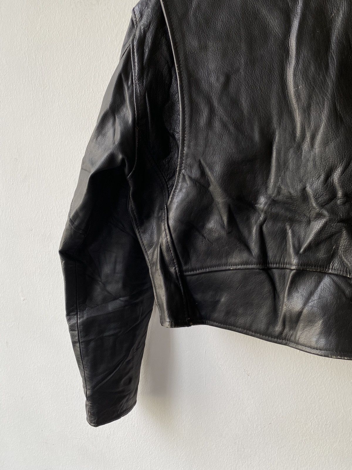 Genuine Leather Vintage 90s Double Collar Genuine Leather Biker Jacket Size US M / EU 48-50 / 2 - 10 Thumbnail