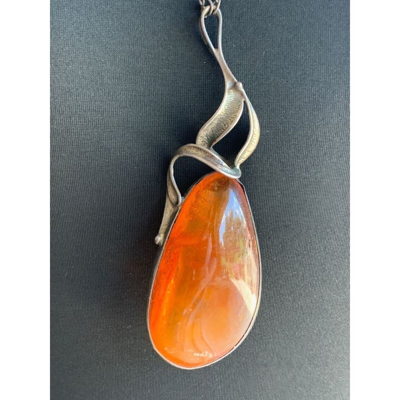 Other Signed MM 800 Silver Warsaw Poland Vintage Amber Necklace Size ONE SIZE - 3 Thumbnail