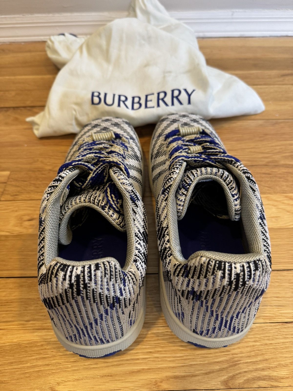 Burberry Burberry Men's "Box Knit" Canvas IP Check Low Top Sneakers Size US 12 / EU 45 - 4 Thumbnail