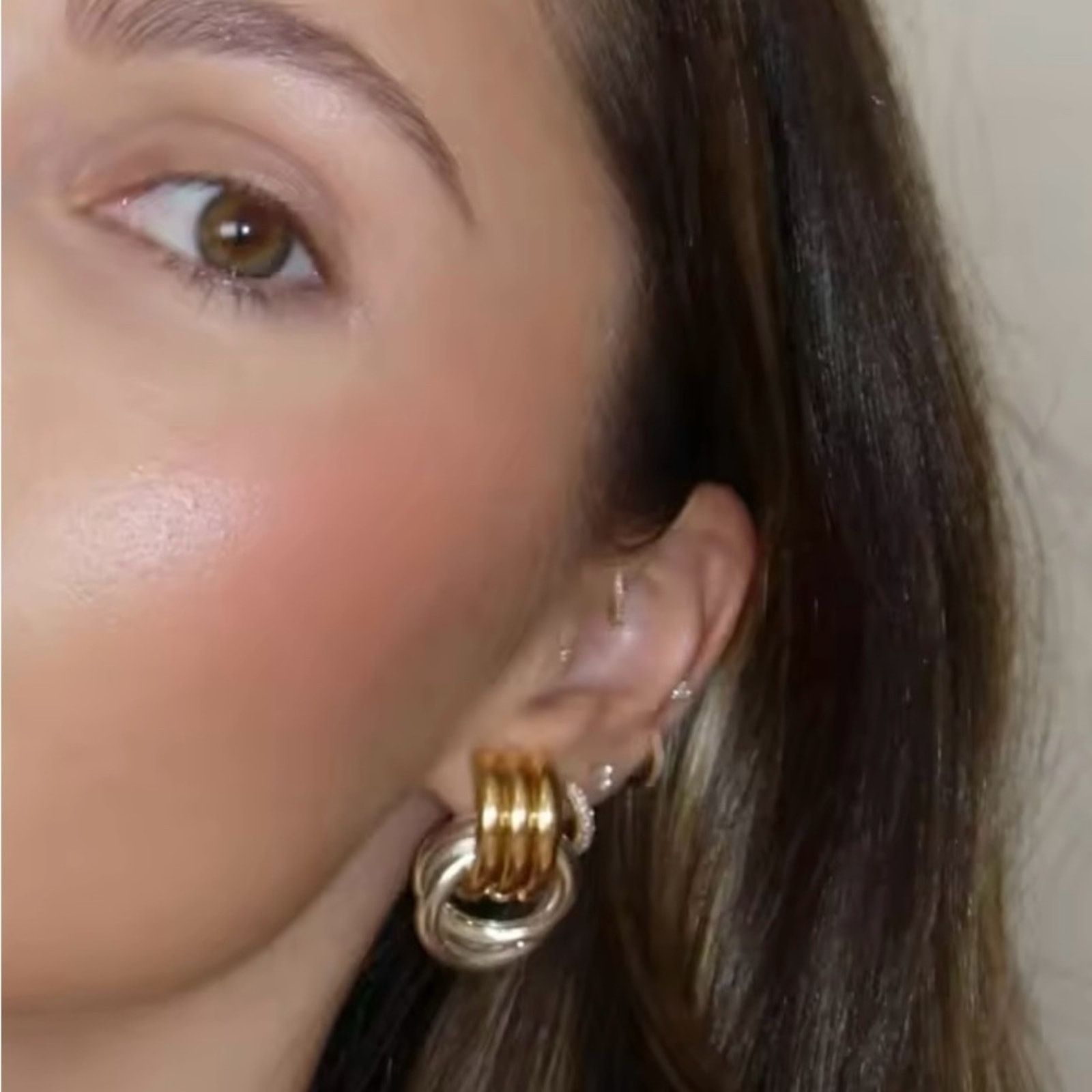 Other Multilayer Circle Twist Knot Earrings for Women Two Toned Size ONE SIZE - 1 Thumbnail