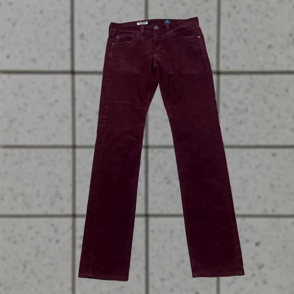 Vintage ADRIANO GOLDSCHMIED Corduroy Pants Men 30x35 The Matchbox Slim Straight Maroon Red Slim Chino 5-Pocket USA City Preppy Men Size US 30 / EU 46 - 1 Thumbnail