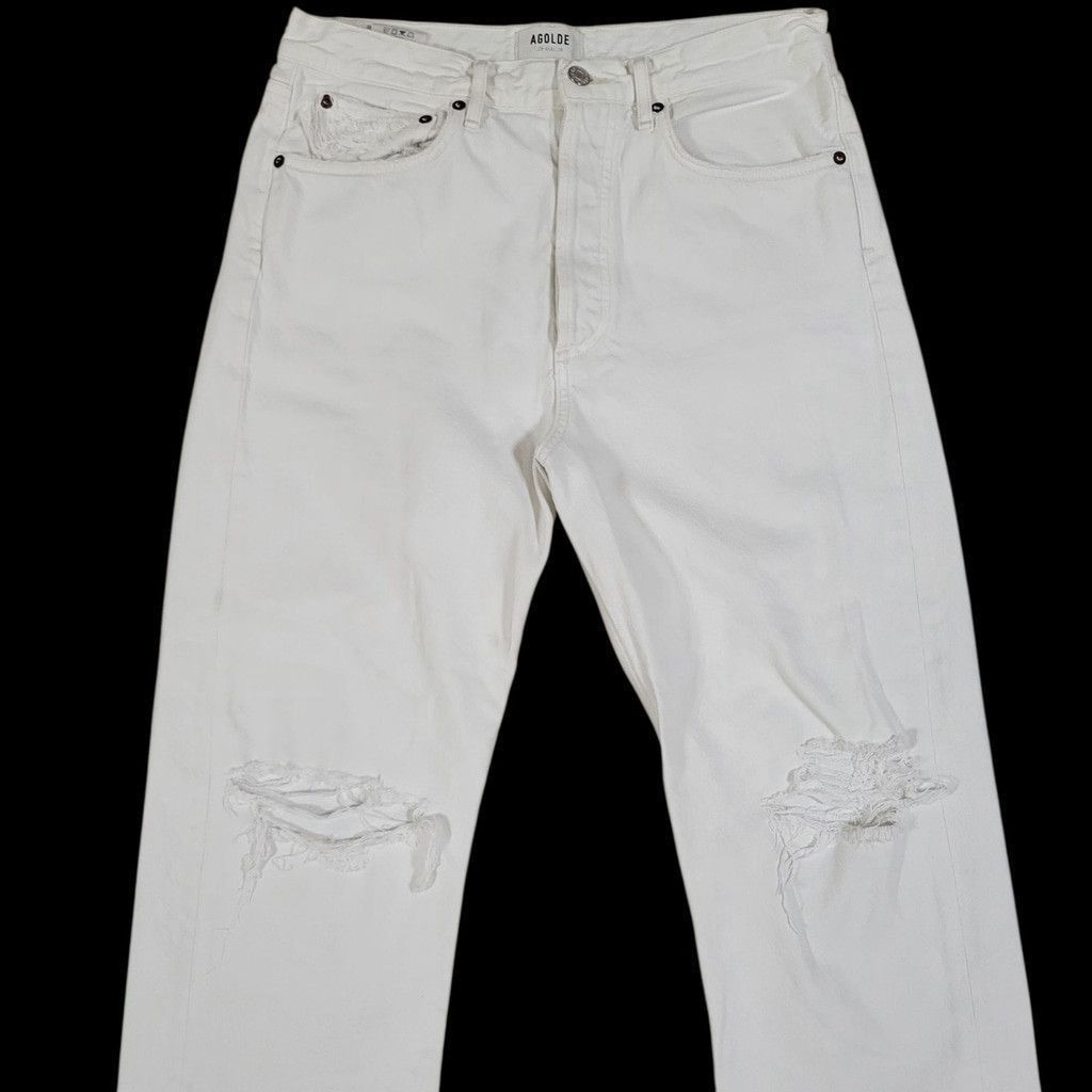 Agolde Agolde Women Distressed Raw Hem Cotton Straight Button-Fly Size 28" / US 6 / IT 42 - 3 Thumbnail
