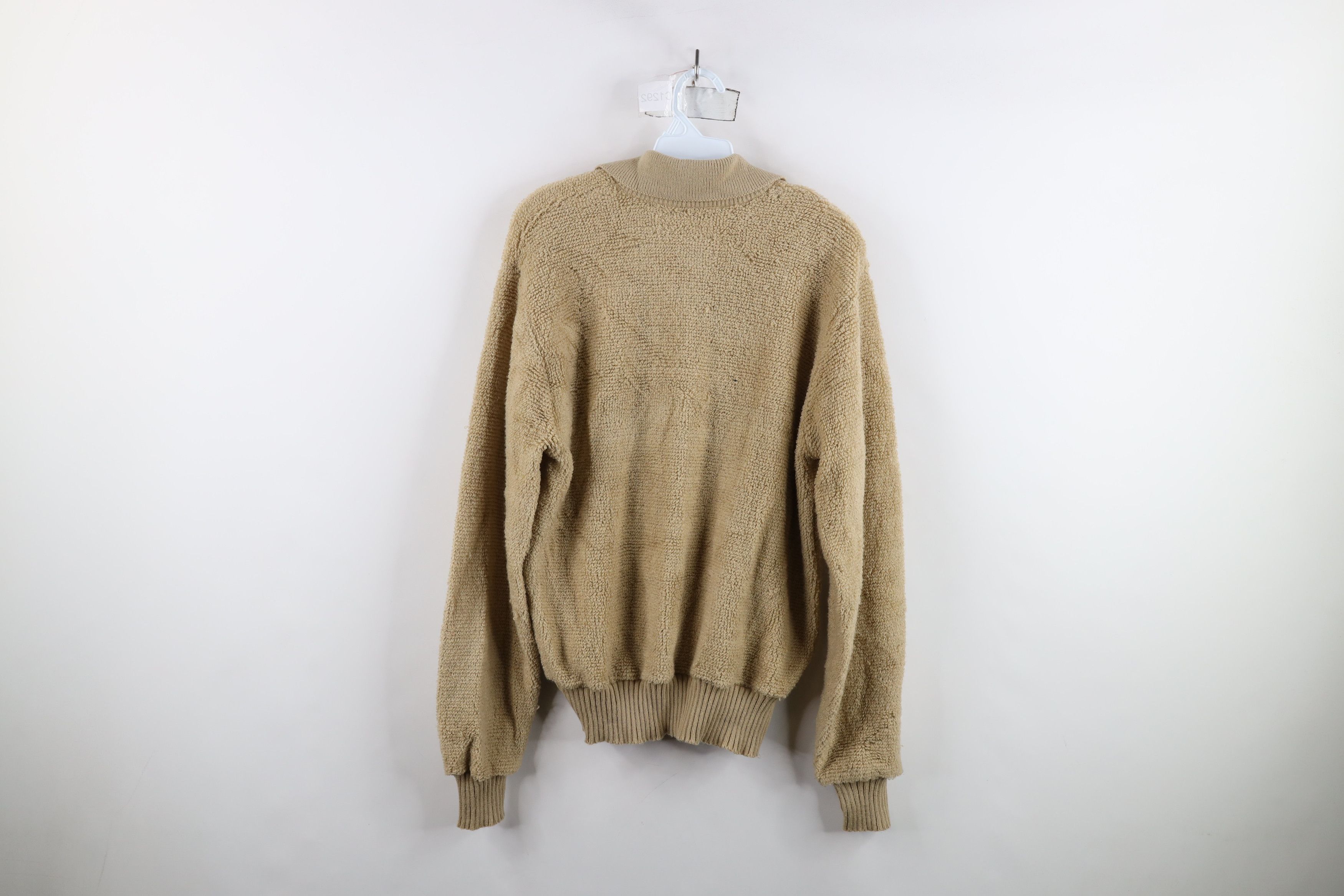 Vintage Vintage 70s Streetwear Terry Cloth Collared Sweater Beige Size US L / EU 52-54 / 3 - 9 Thumbnail