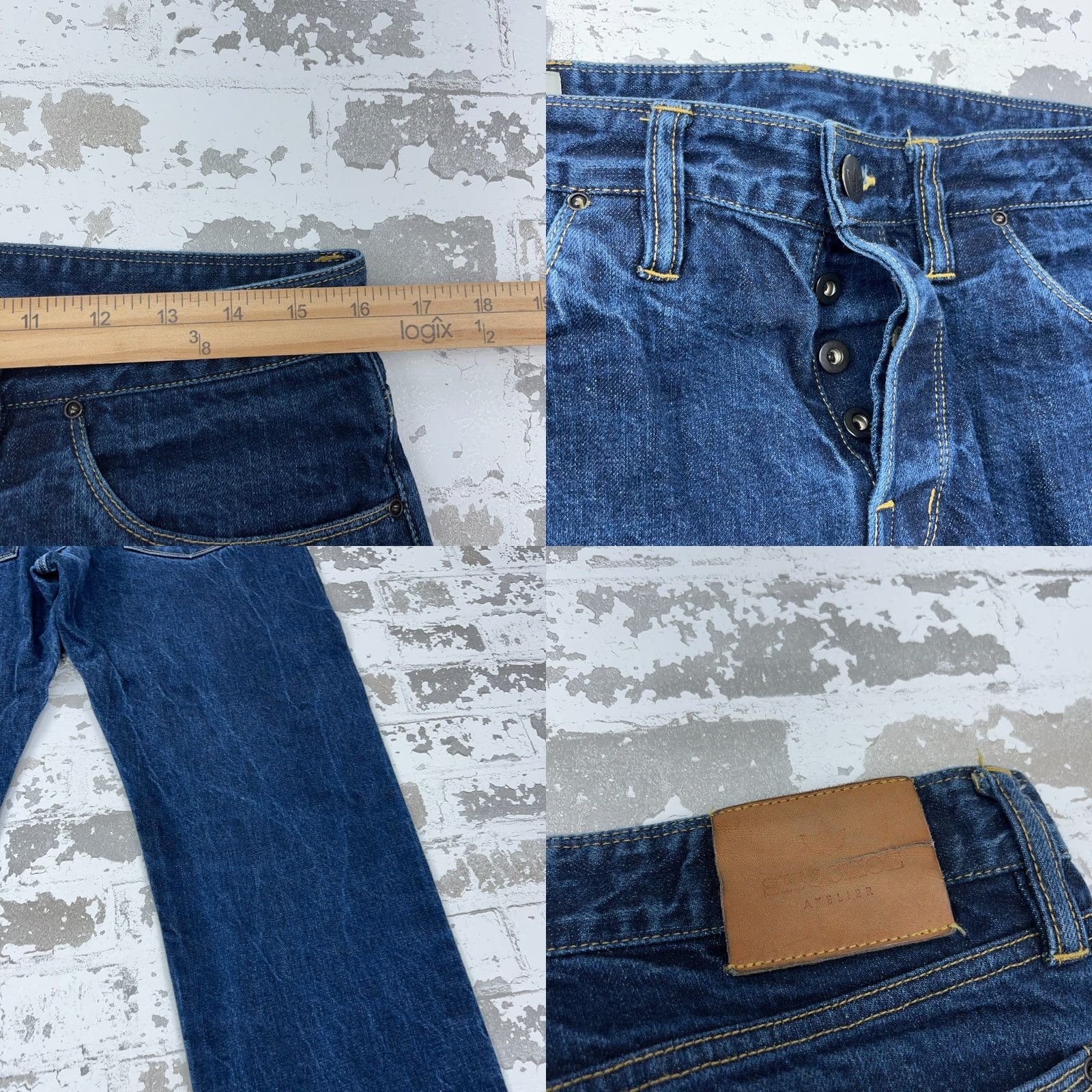 Vintage Shockoe Atelier Jeans Men 33x28 Slim Straight Denim Button Fly Dark Blue Wearable Vintage: No? (Note: This is a placeholder) Size US 33 - 10 Thumbnail