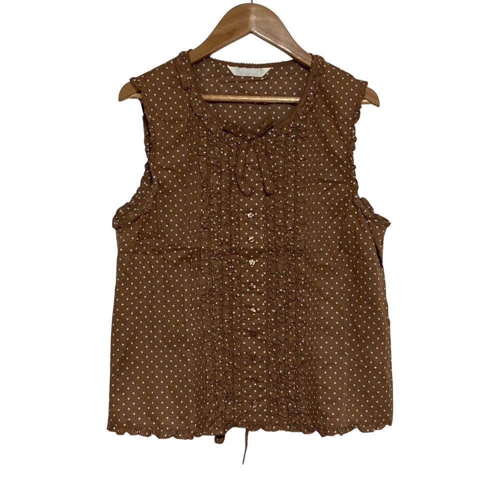 Other Other PINK HOUSE Dot Print Sleeveless Frill Blouse Textile Tops DUTY FREE for USA Size ONE SIZE - 1 Thumbnail