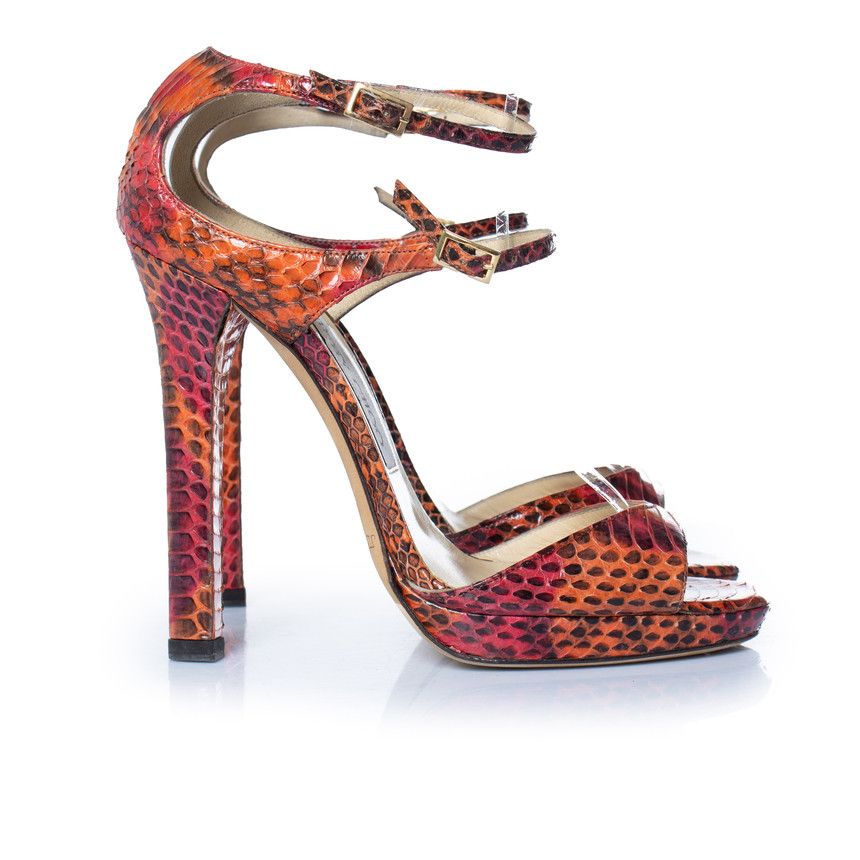 Jimmy Choo Jimmy Choo, Python sandal in orange and pink Size US 6 / IT 36 - 4 Thumbnail
