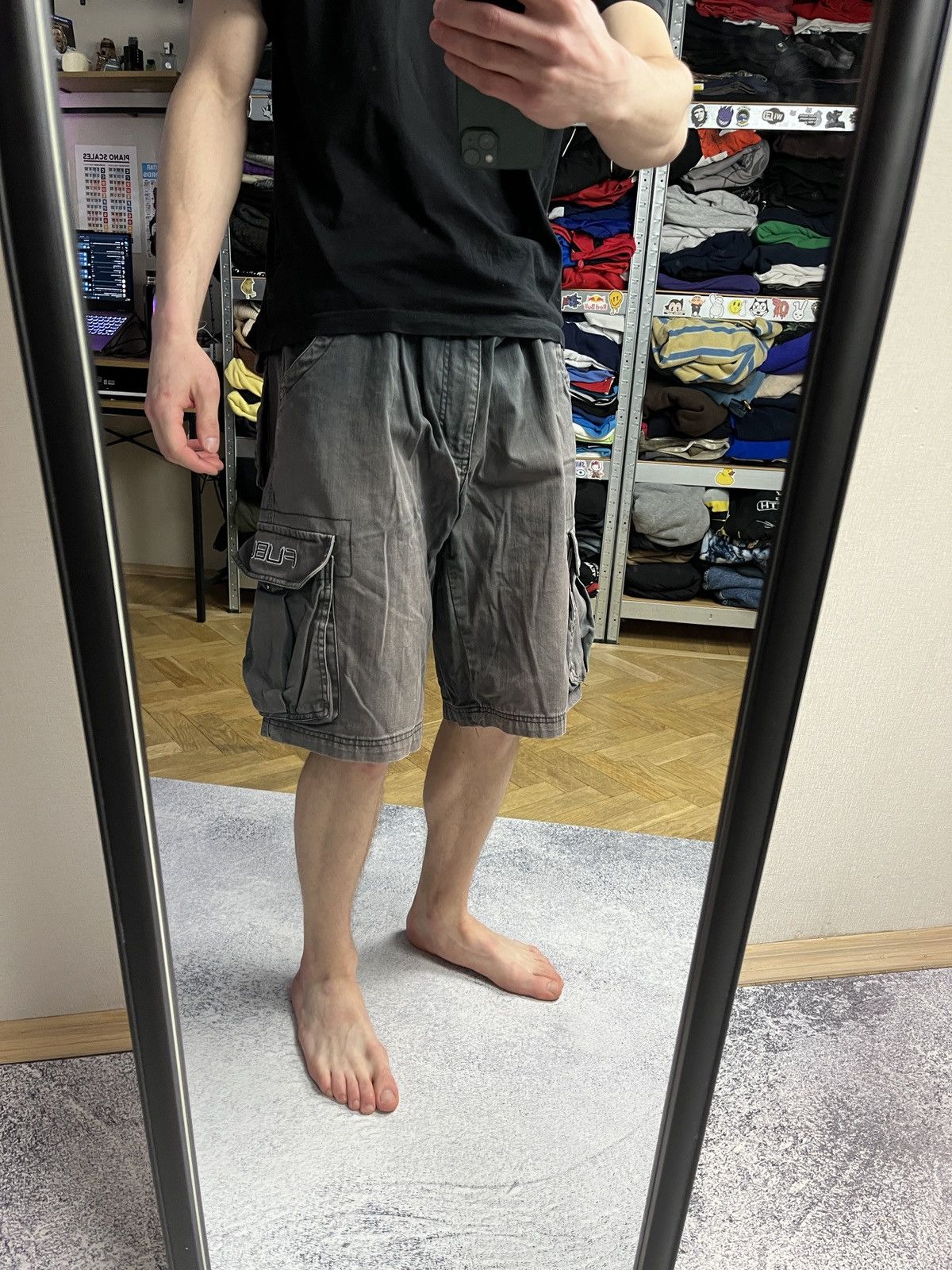 Fubu Vintage 90’s FUBU Baggy Crazy Sun Faded Cargo Shorts Y2k Rap Size US 36 / EU 52 - 3 Thumbnail