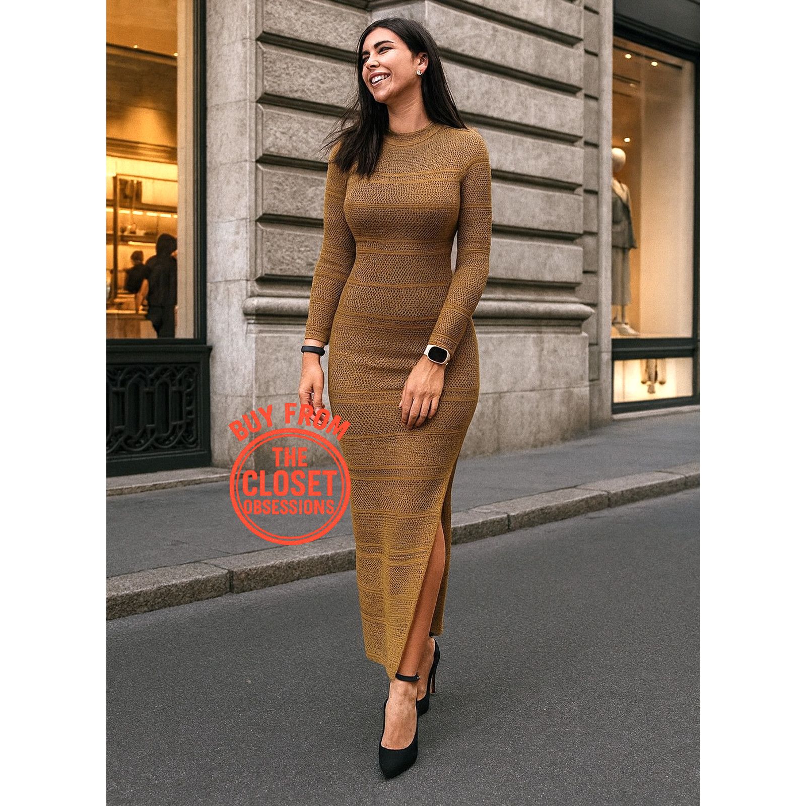Mango MANGO Rare Striped Knit Midi Dress NWT | Grailed