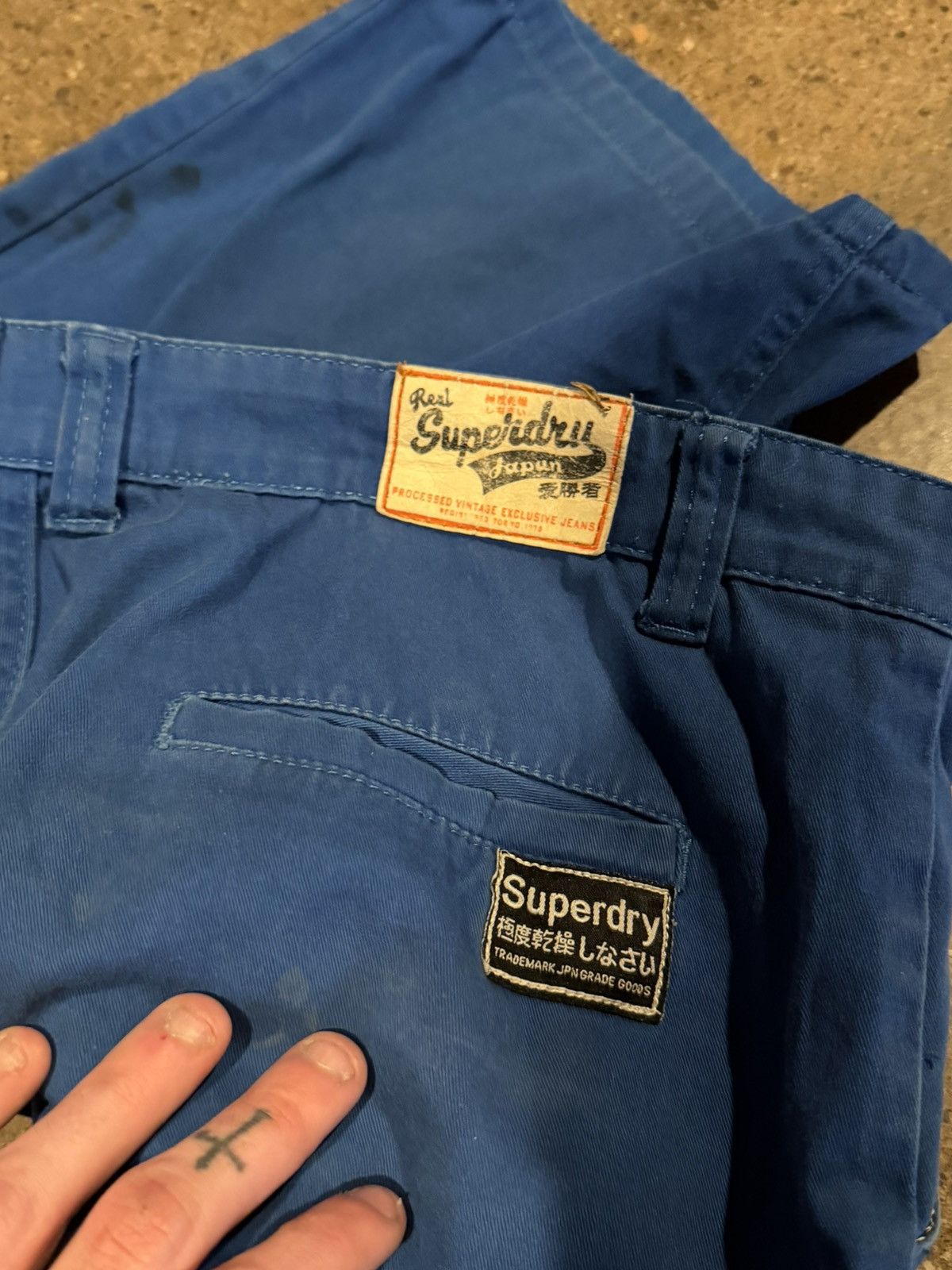 Superdry Superdry japan blue cotton twill shorts thrashed and faded Size US 32 / EU 48 - 4 Thumbnail