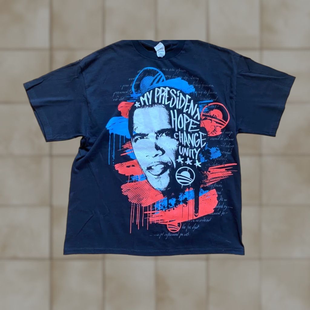 Gildan VINTAGE Rare 2008 Barack Obama XL Short Sleeve White Change President Shirt Size US XL / EU 56 / 4 - 1 Thumbnail