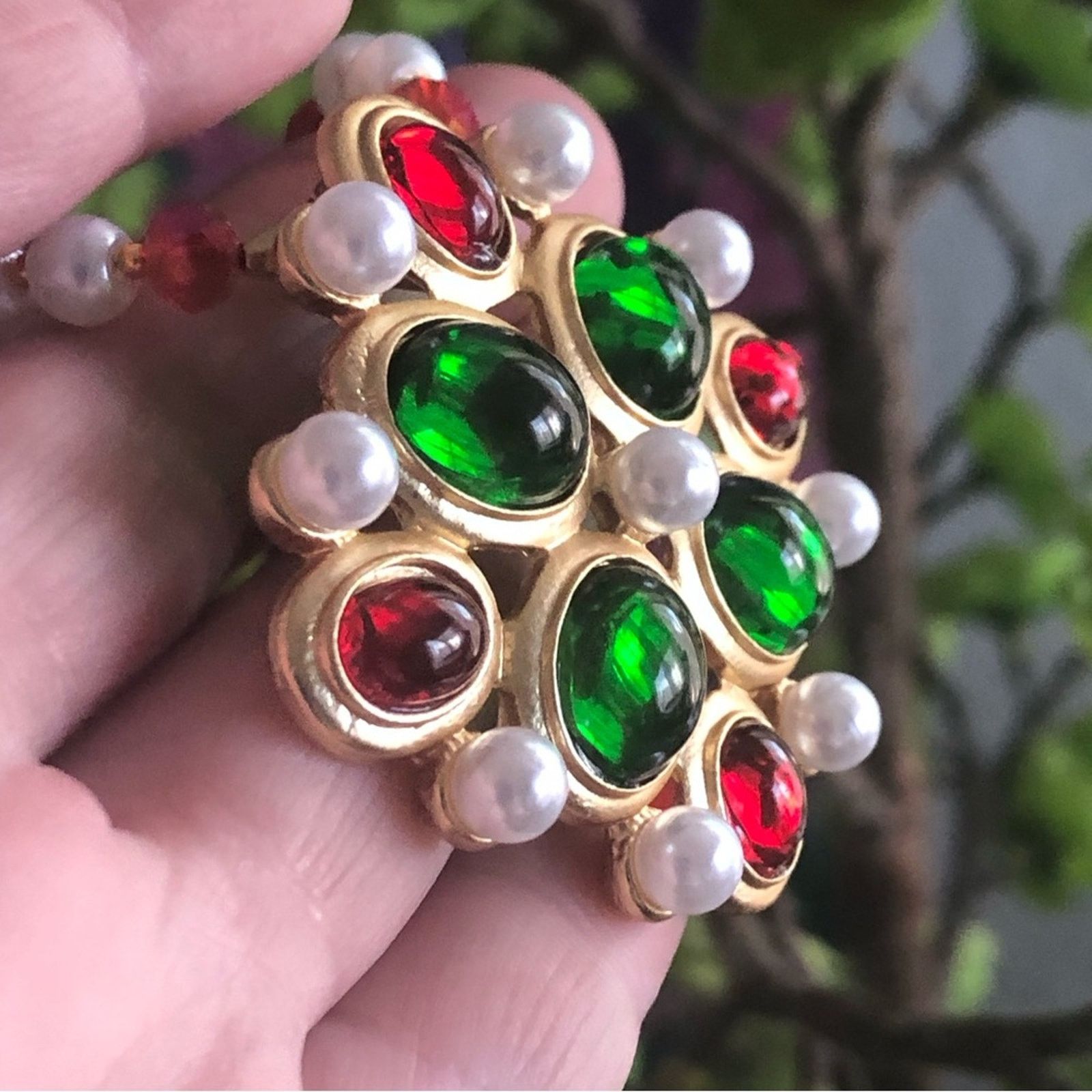 Handmade Handcrafted repurpose cabochon glass stone Pearl necklace Size ONE SIZE - 11 Thumbnail