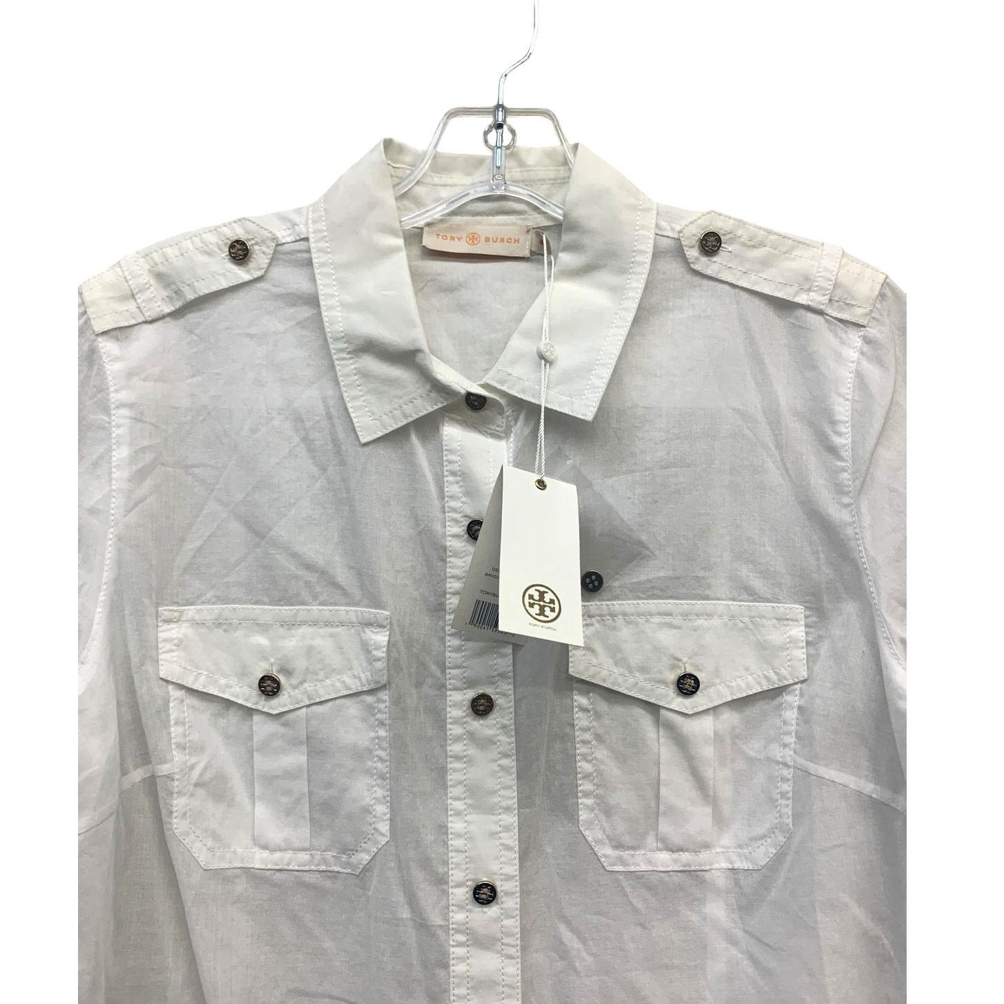 Tory Burch NWT Tory Burch White Button Up Shirt Brigette Shirt sz 10 Size L / US 10 / IT 46 - 4 Thumbnail