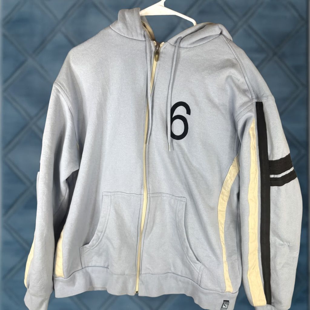 Puma Puma Hoodie Mens L Blue Full Zip Fleece Sweatshirt Graphic Logo Number 6 Size US L / EU 52-54 / 3 - 1 Thumbnail