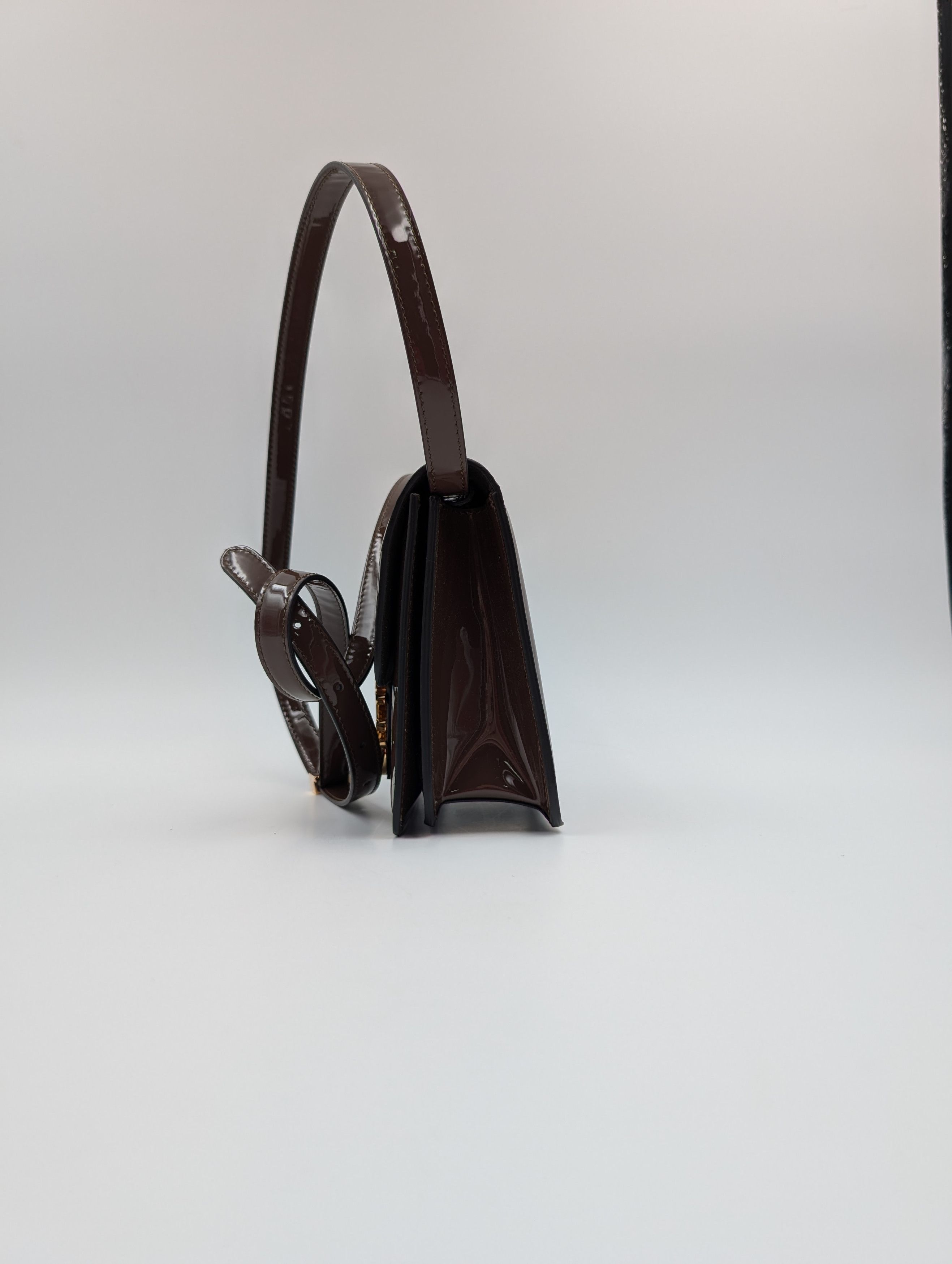 Fendi Fendi Brown Kaligraphy Patent Leather Shoulder Bag Size ONE SIZE - 6 Thumbnail