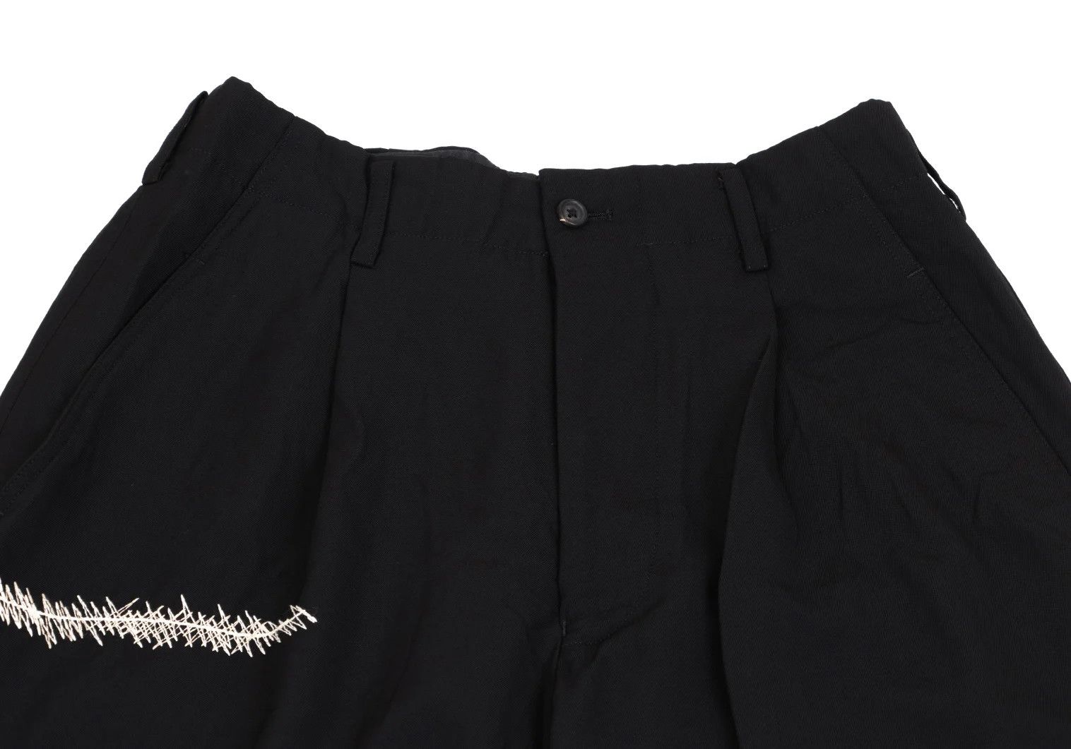 Yohji Yamamoto Yohji Yamamoto Wool Gabardine Embroidered Pants Size US 30 / EU 46 - 2 Thumbnail