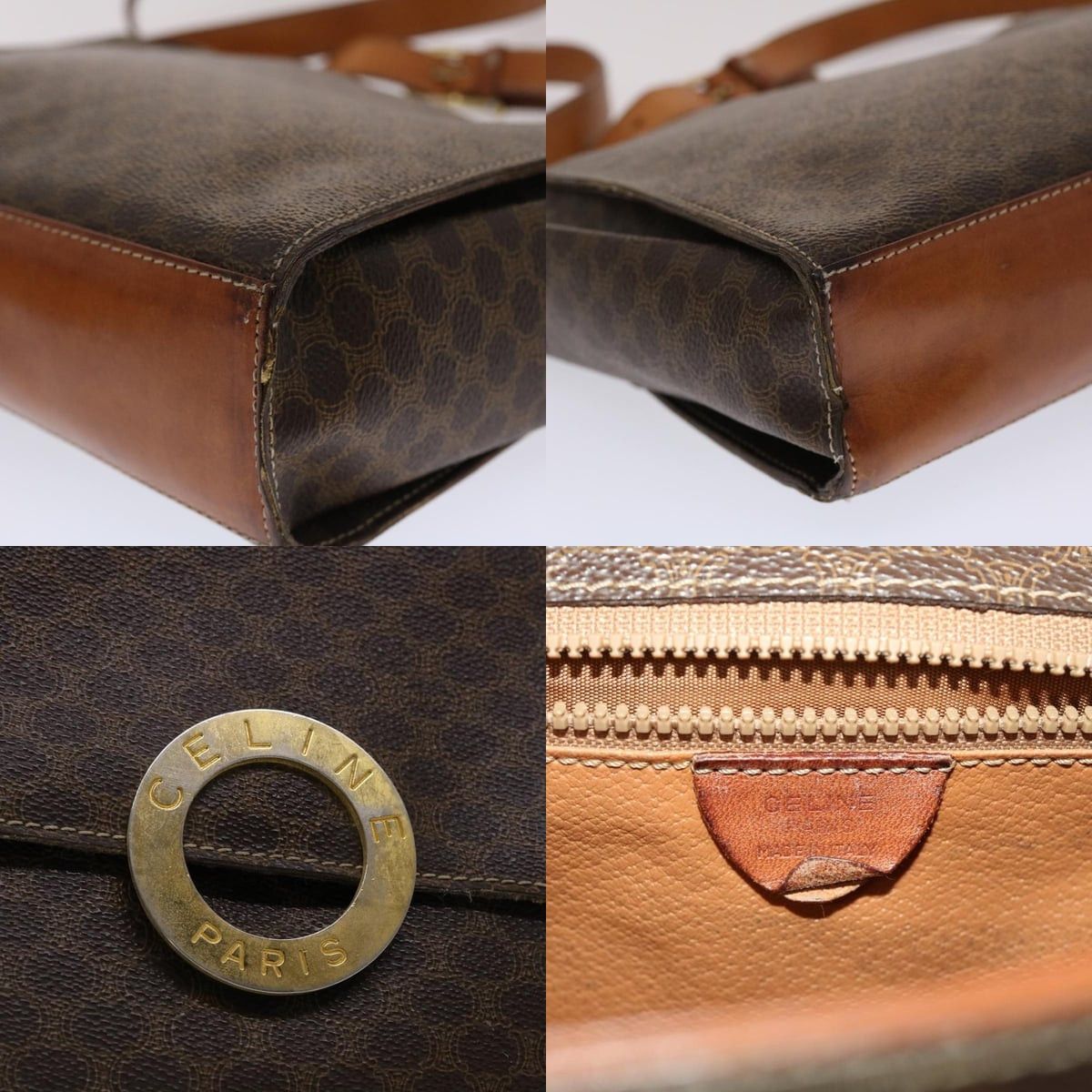 Celine CELINE Macadam Canvas Shoulder Bag Pvc Leather Brown Size ONE SIZE - 11 Thumbnail