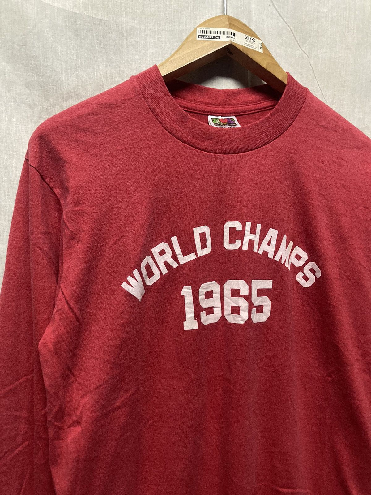 Fruit Of The Loom × Vintage Vintage 90s World Champs 1965 Longsleeve Tee Size US M / EU 48-50 / 2 - 2 Thumbnail