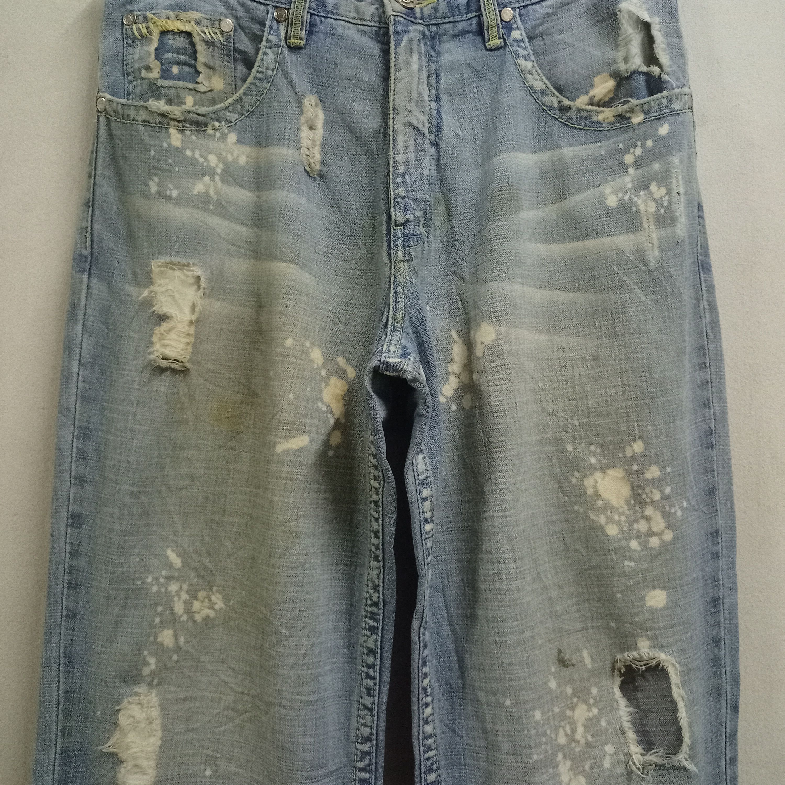 Japanese Brand Vintage Japanese Brand Ripped Painted Splatters Baggy Jeans Size US 34 / EU 50 - 5 Thumbnail