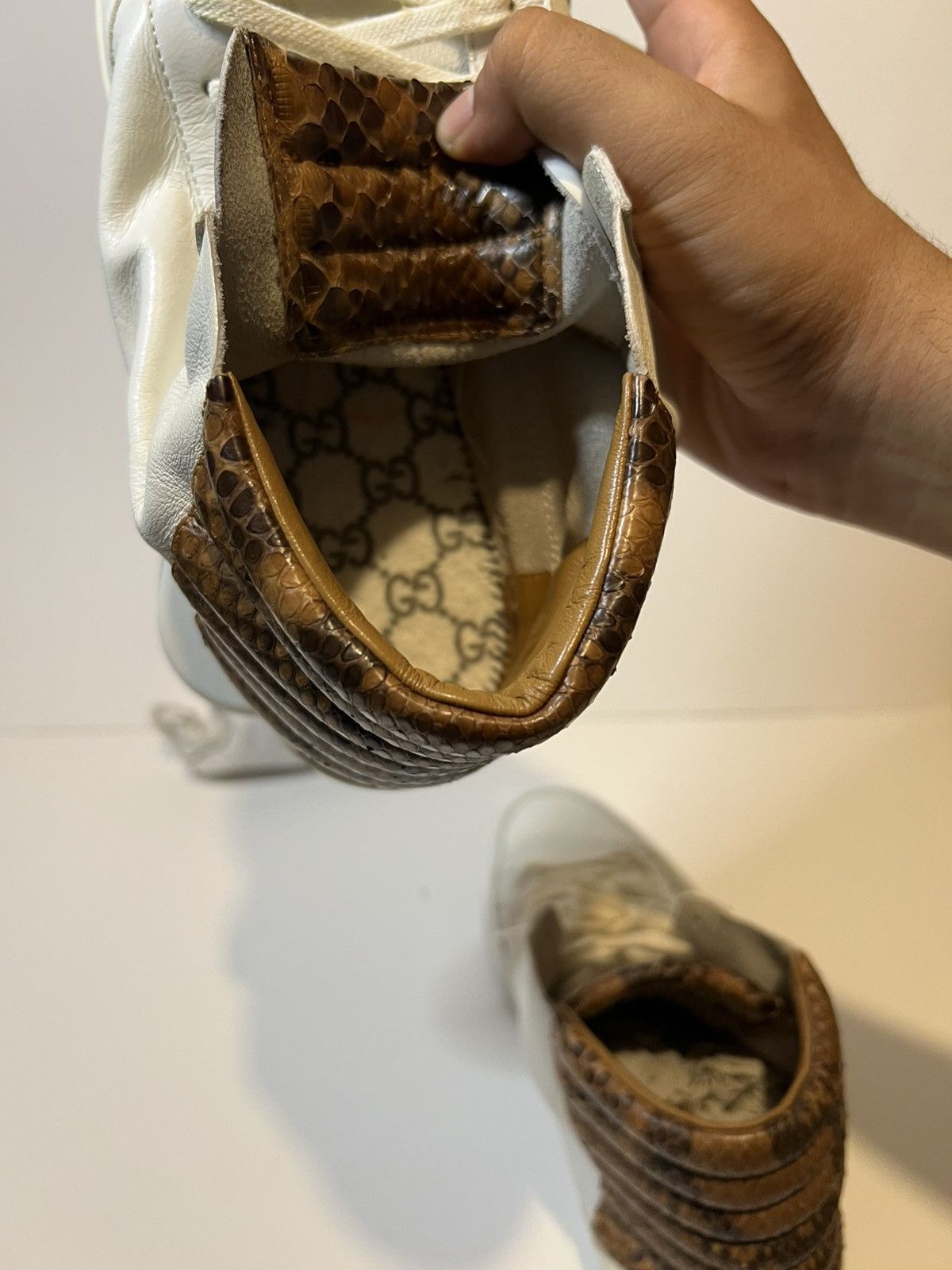 Gucci limited edition Gucci men's python skin high-top sneakers Size US 10.5 / EU 43-44 - 10 Thumbnail