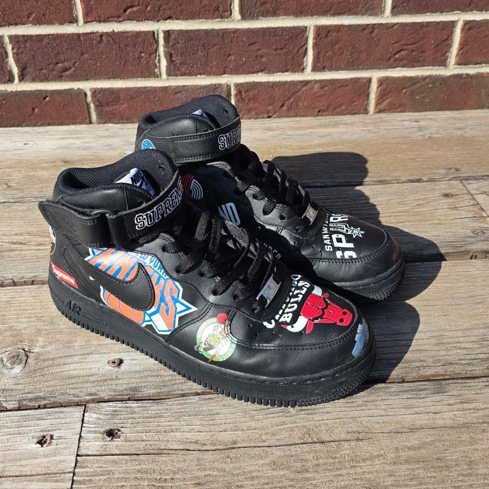 NBA × Nike × Supreme Nike Air Force 1 Mid "Supreme NBA Black" Size US 9.5 / EU 42-43 - 1 Thumbnail
