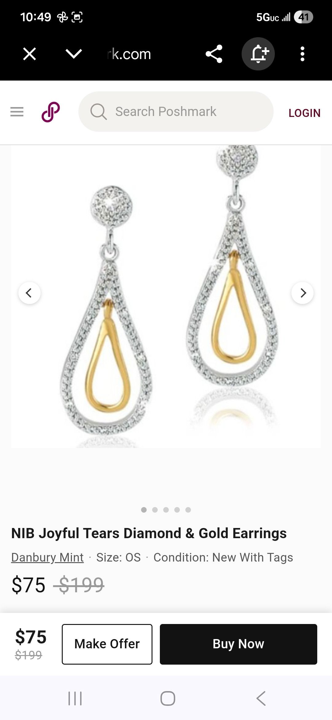 Other Danbury Mint "Joyful Tears Diamond Earring Size ONE SIZE - 3 Thumbnail