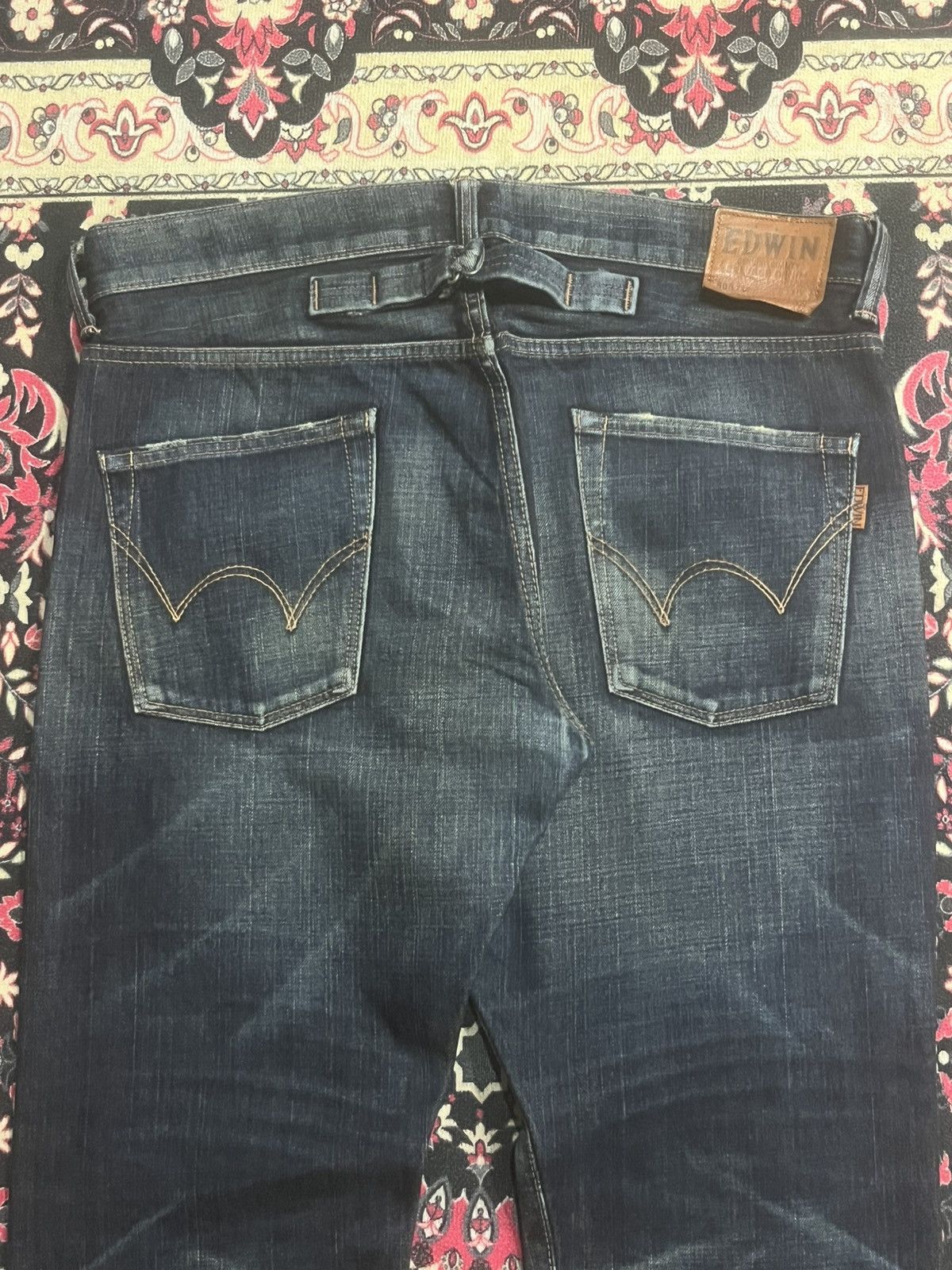 Edwin Edwin 505XX Dark Blue Whisker Buckle Back Selvedge Jeans Size US 33 - 8 Thumbnail
