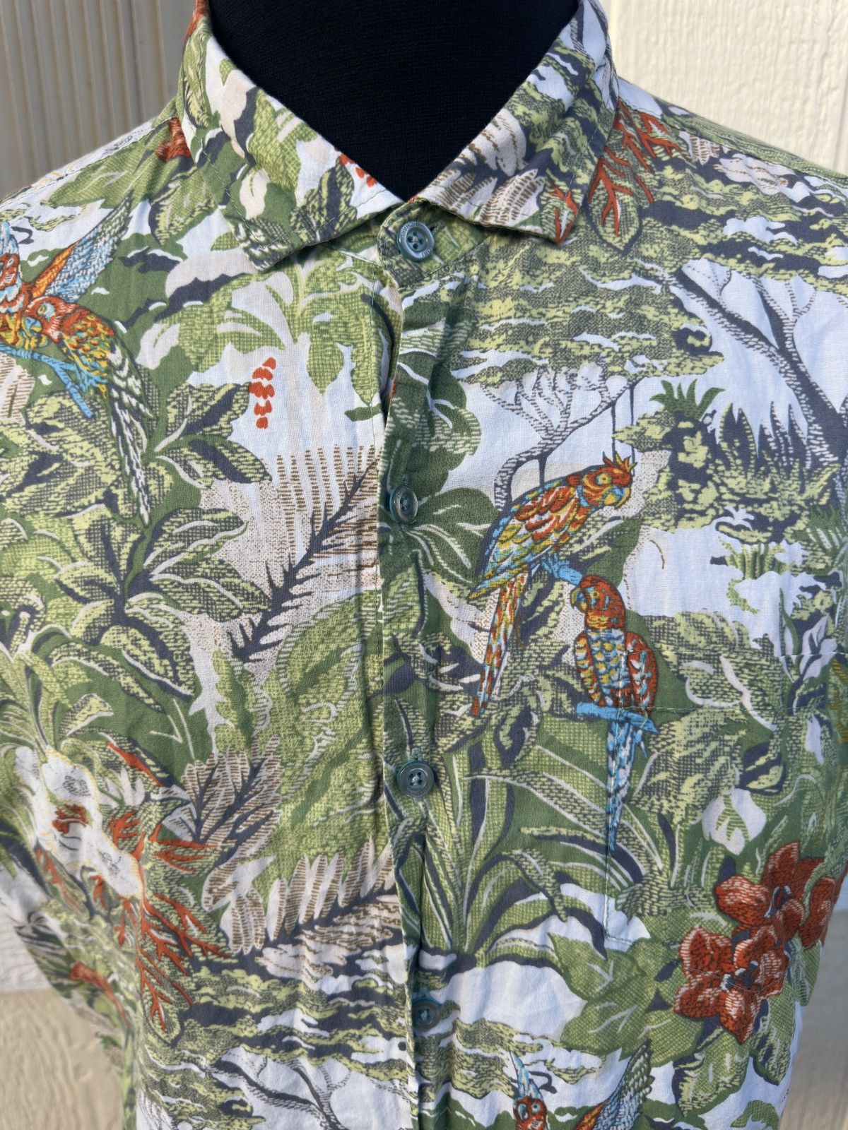 Tori Richard Tori Richard Hawaiian Print Full Button Men's Large Green Size US L / EU 52-54 / 3 - 3 Thumbnail