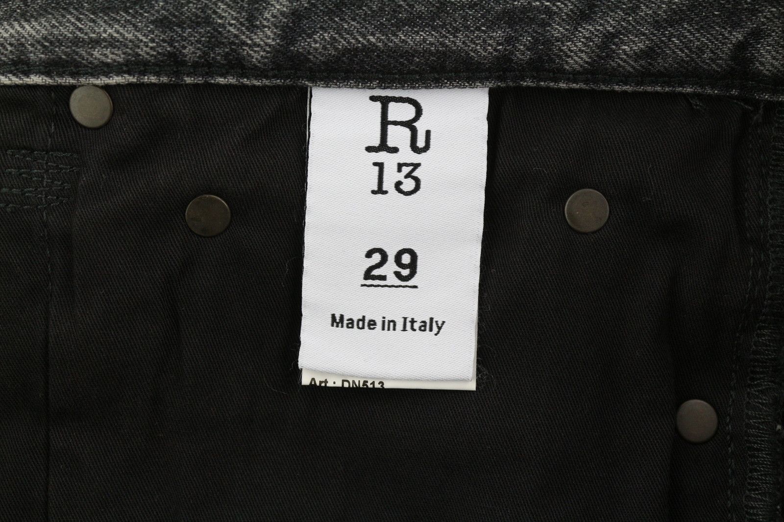 R13 BOYFRIEND 29 Zip Fly Washed Leyton Black 84486 Size 29" - 8 Thumbnail