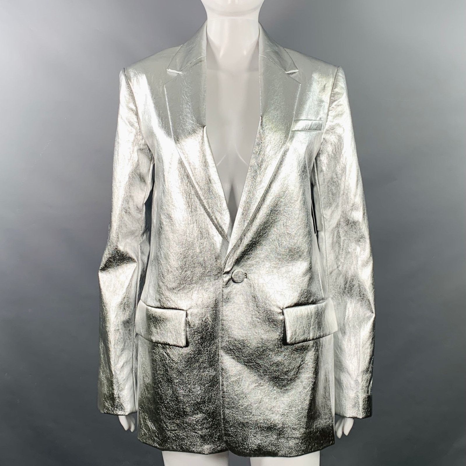 A.L.C. A.L.C. Size M Silver Viscose Blend Metallic Jacket Blazer Size M / US 6-8 / IT 42-44 - 1 Thumbnail
