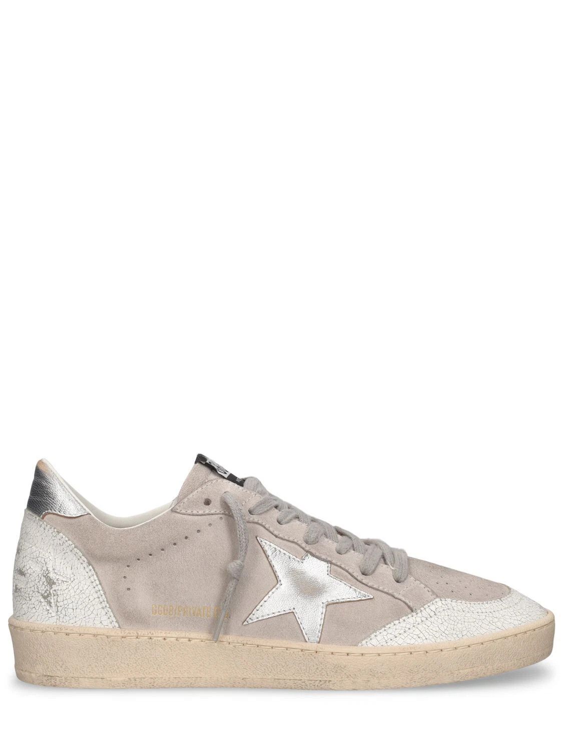 GOLDEN GOOSE Ball Star Mens Gray/Silver Suede Low Top